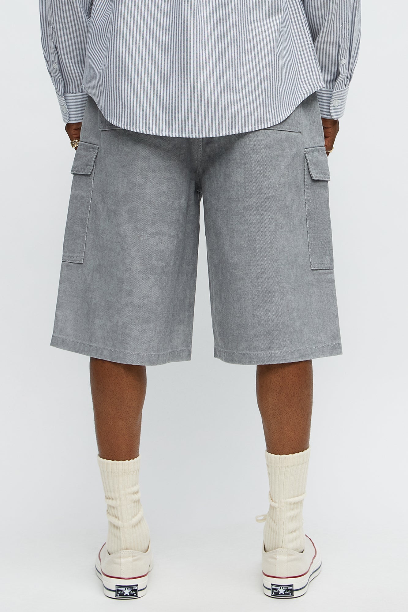 Long Cargo Relaxed Shorts - Grey
