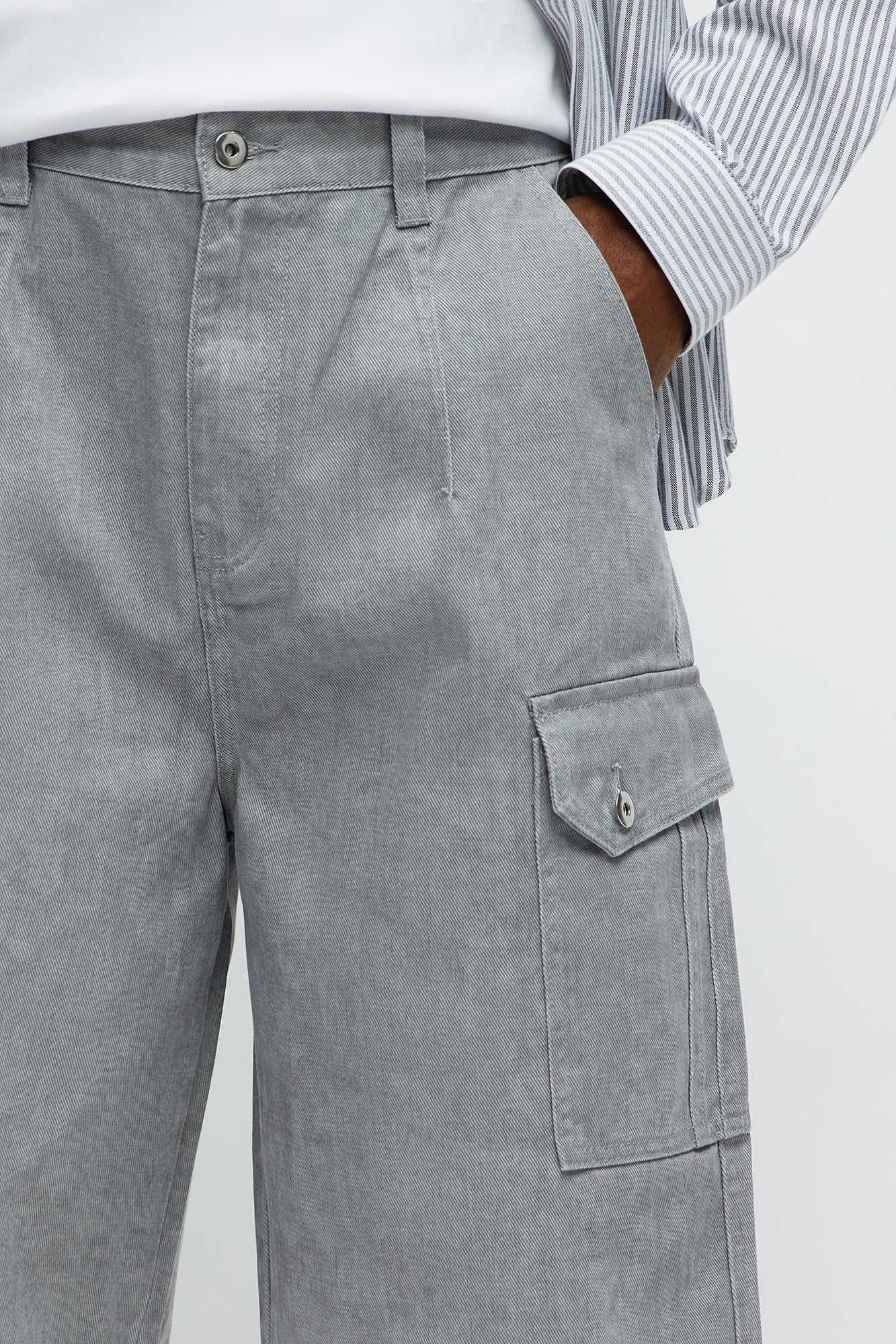 Long Cargo Relaxed Shorts - Grey