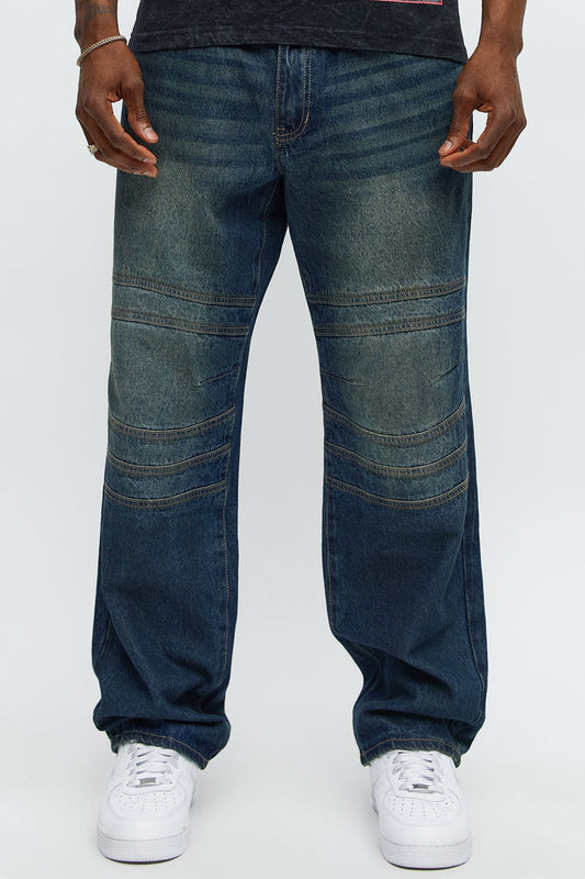 Take A W Paneled Straight Jeans - Dark Wash