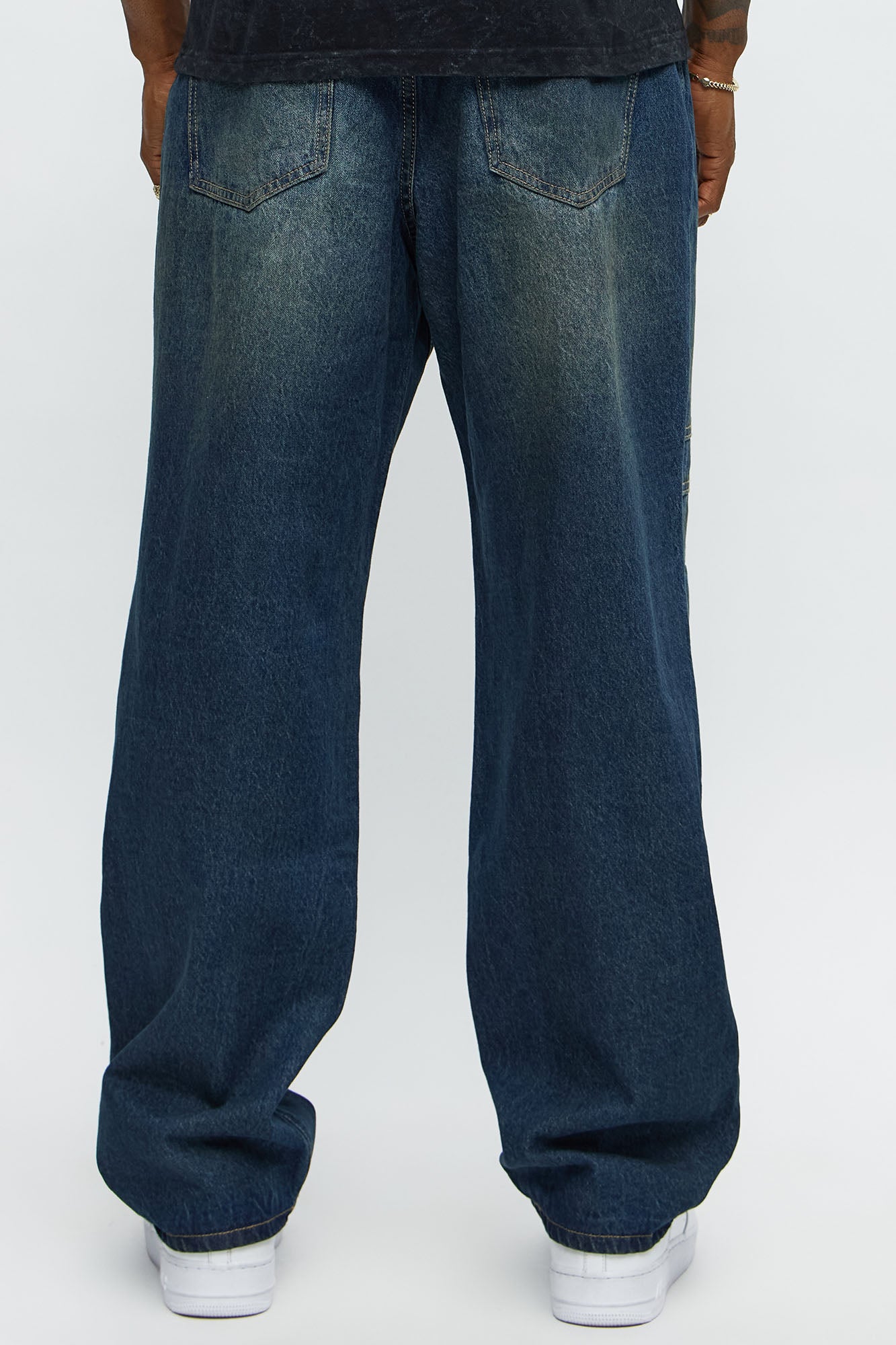 Take A W Paneled Straight Jeans - Dark Wash