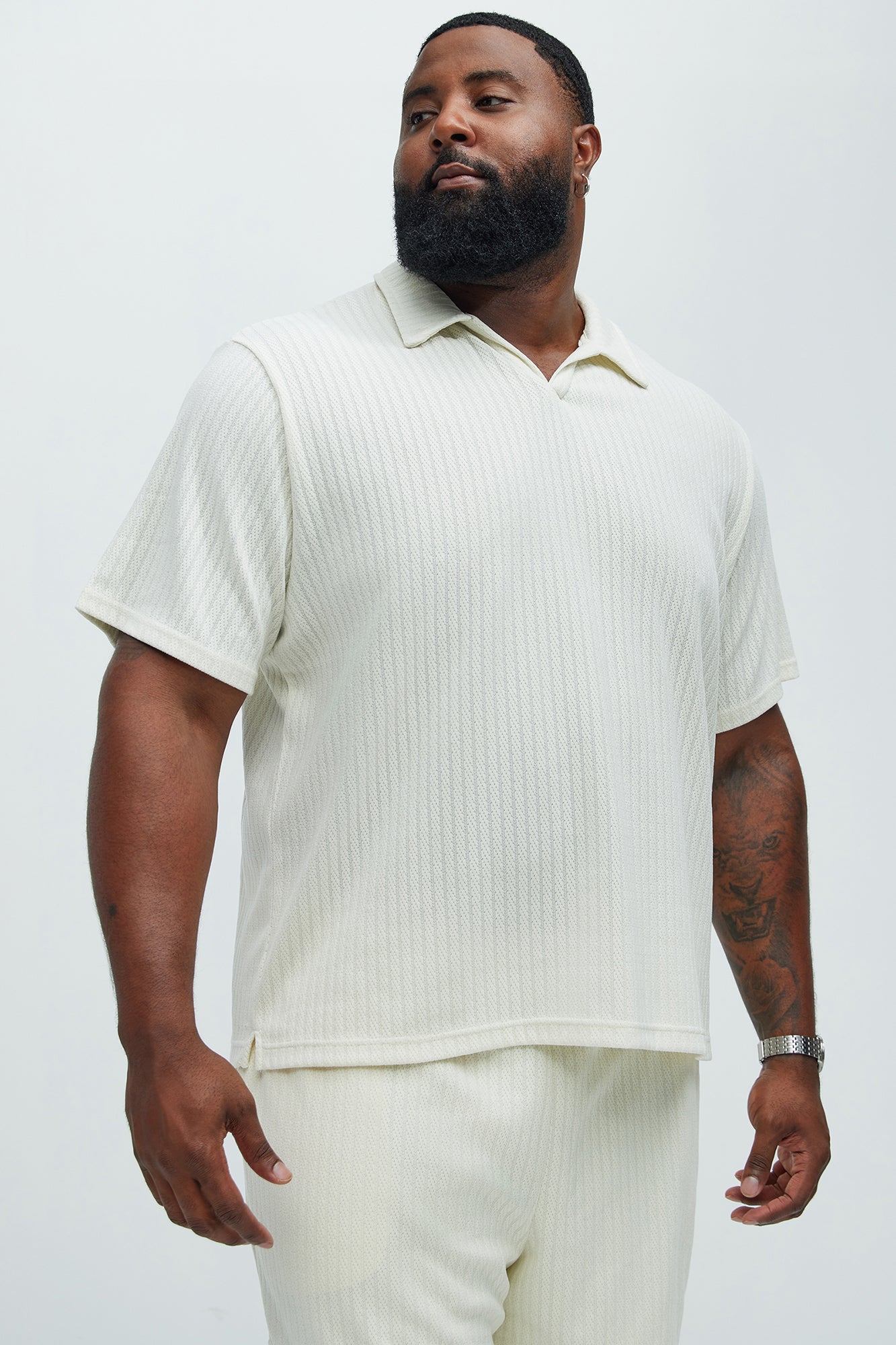 Easton Textured Polo Shirt - Off White
