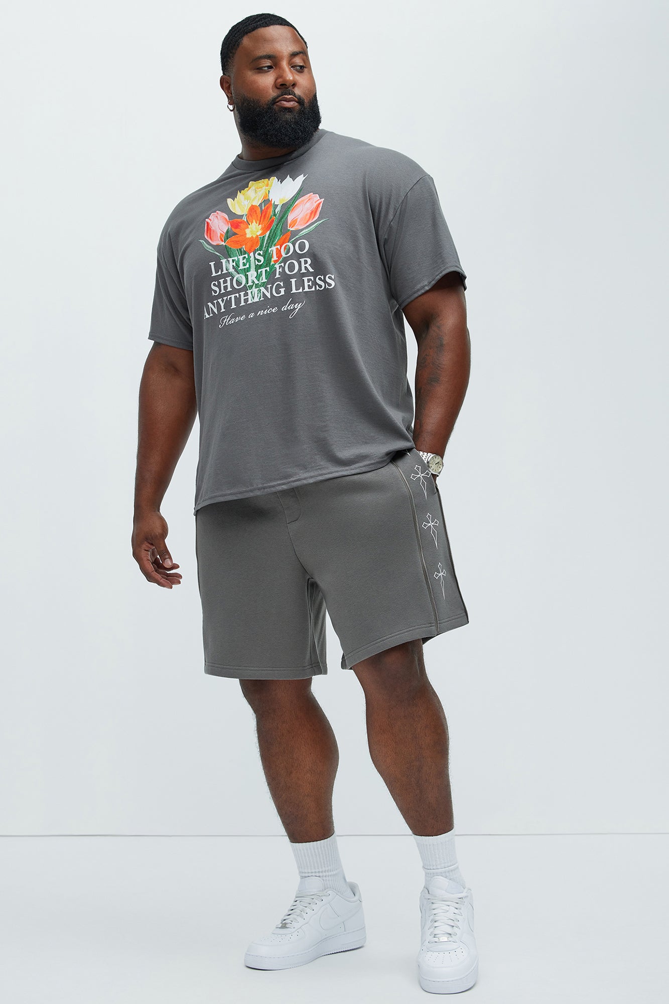 Tyson Cross Relaxed Shorts - Charcoal