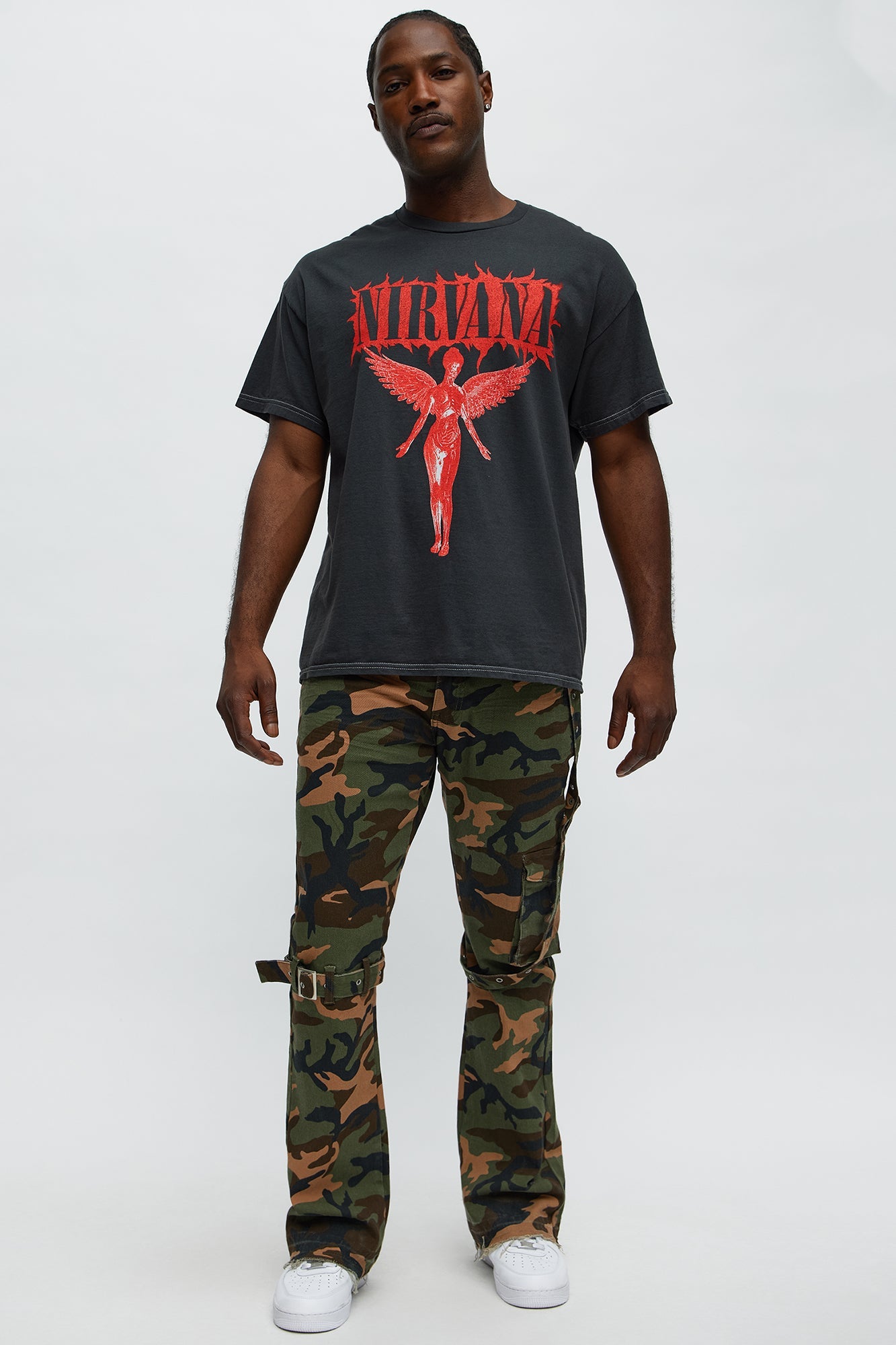 Strap Me Up Stacked Skinny Flare Jeans - Camouflage