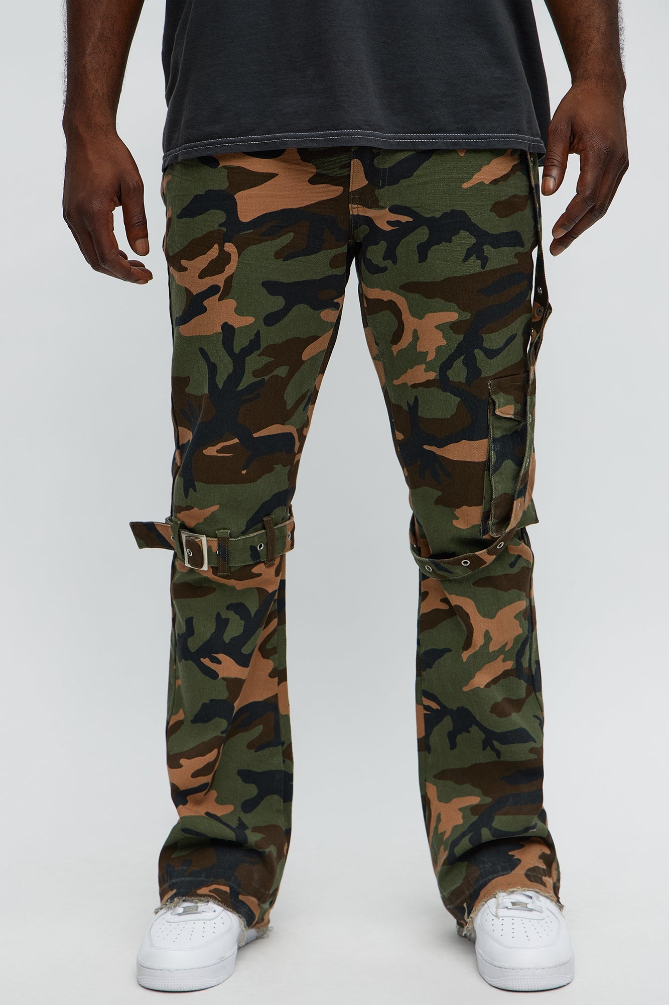 Strap Me Up Stacked Skinny Flare Jeans - Camouflage