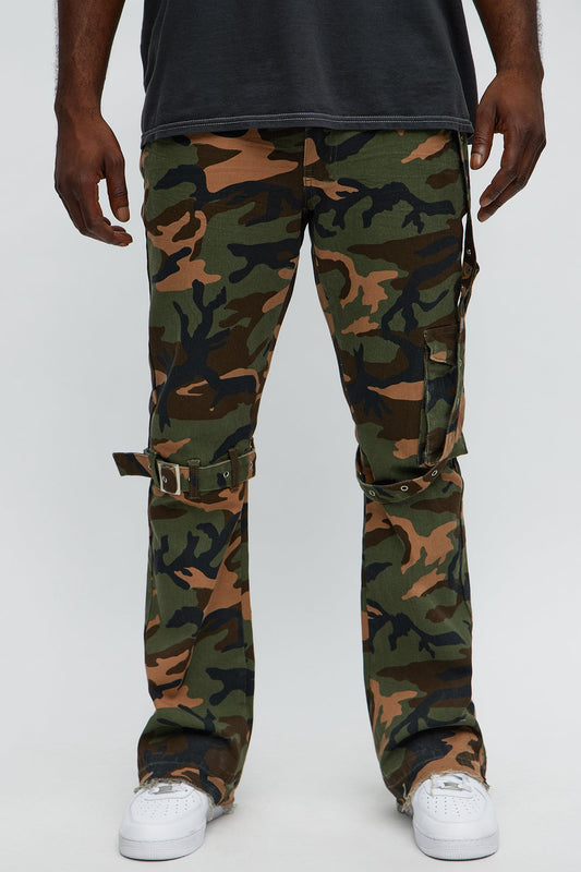 Strap Me Up Stacked Skinny Flare Jeans - Camouflage