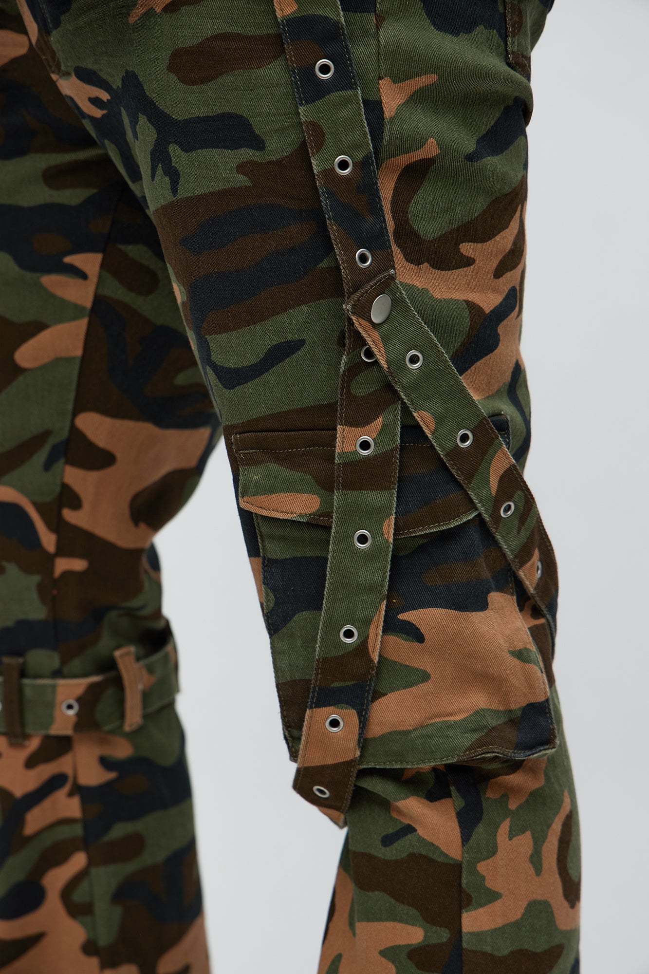 Strap Me Up Stacked Skinny Flare Jeans - Camouflage