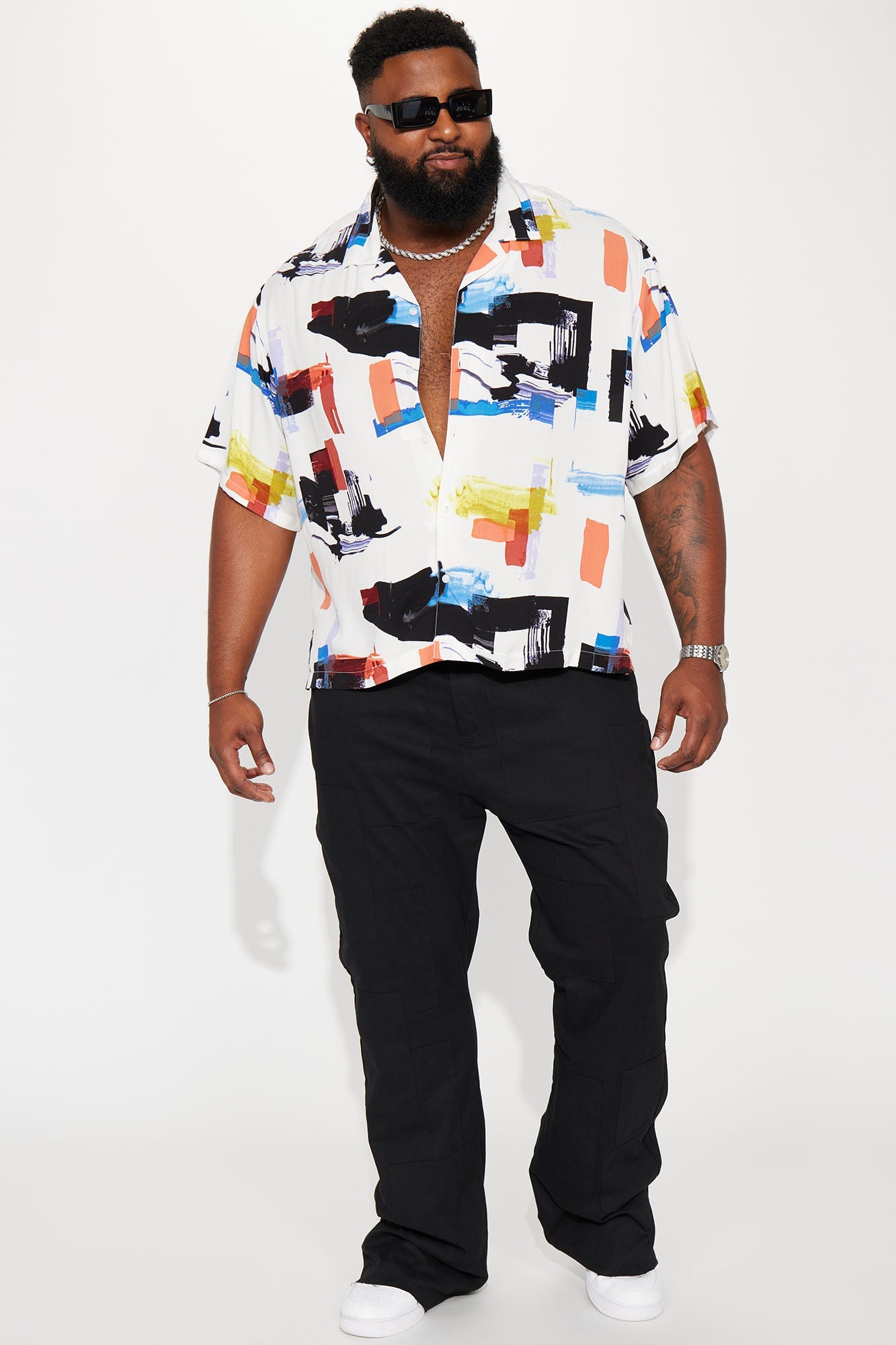 Brush Away Button Up Shirt - White/combo