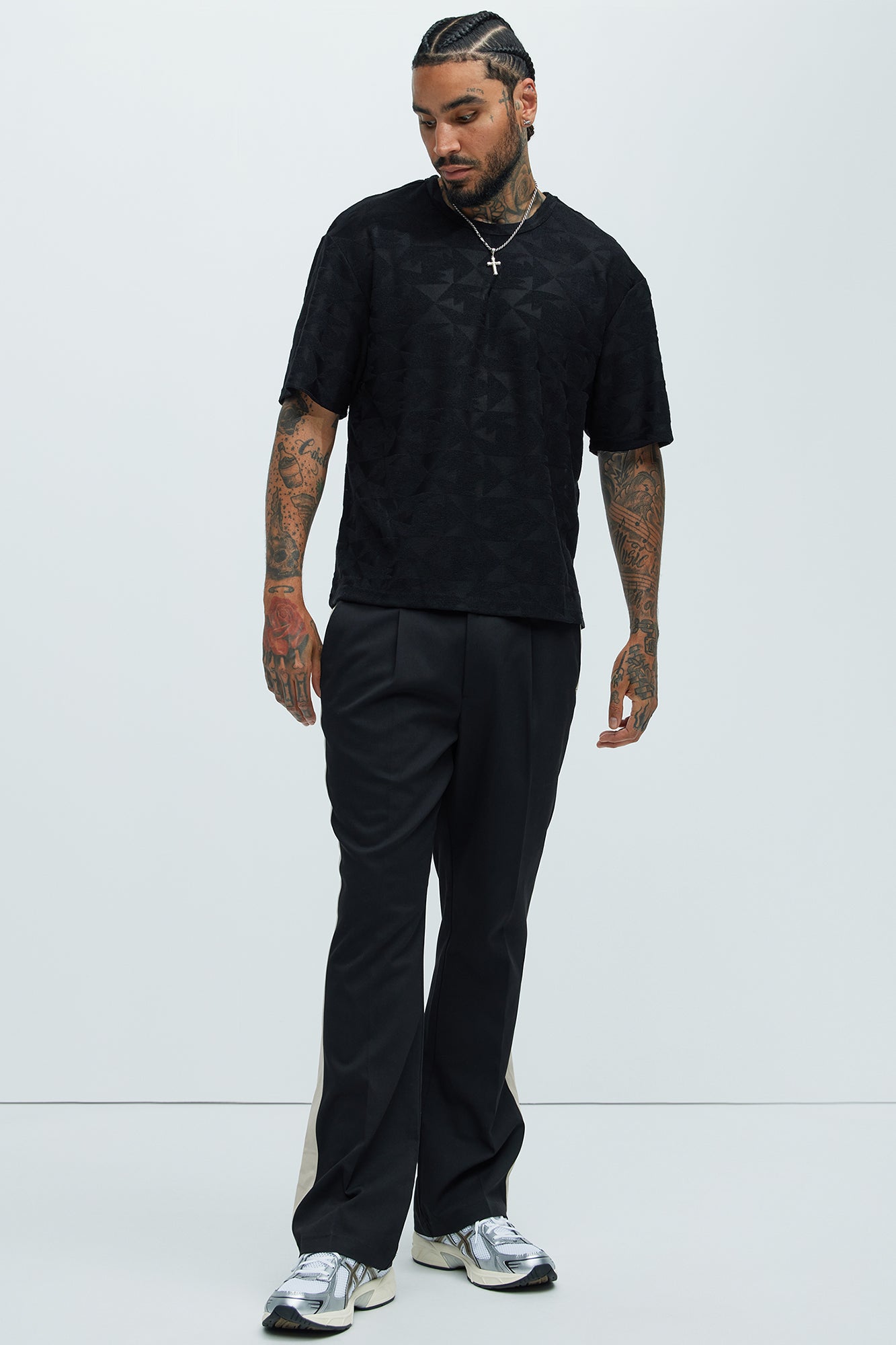 Binney Jacquard Relaxed Short Sleeve Tee - Black