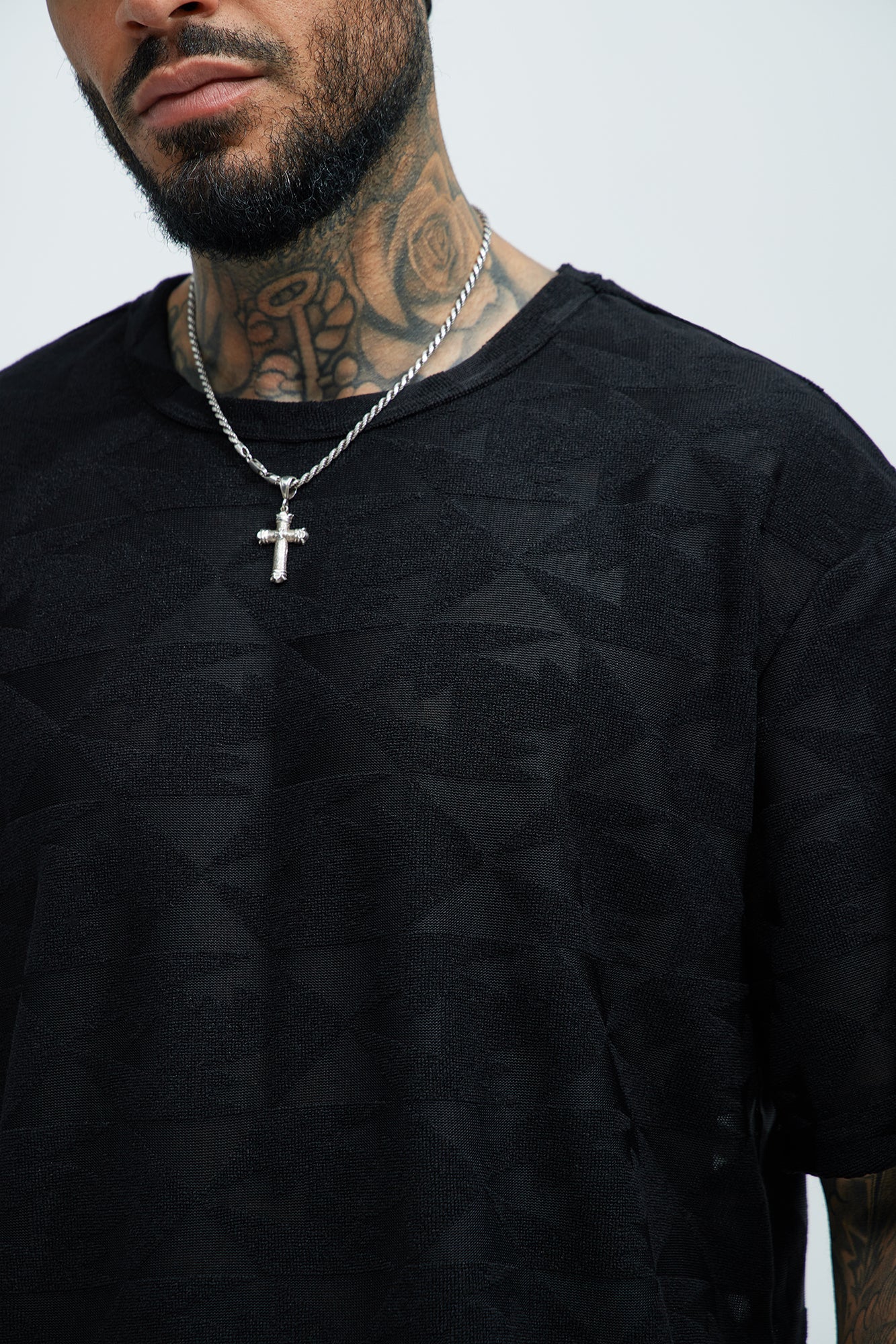 Binney Jacquard Relaxed Short Sleeve Tee - Black