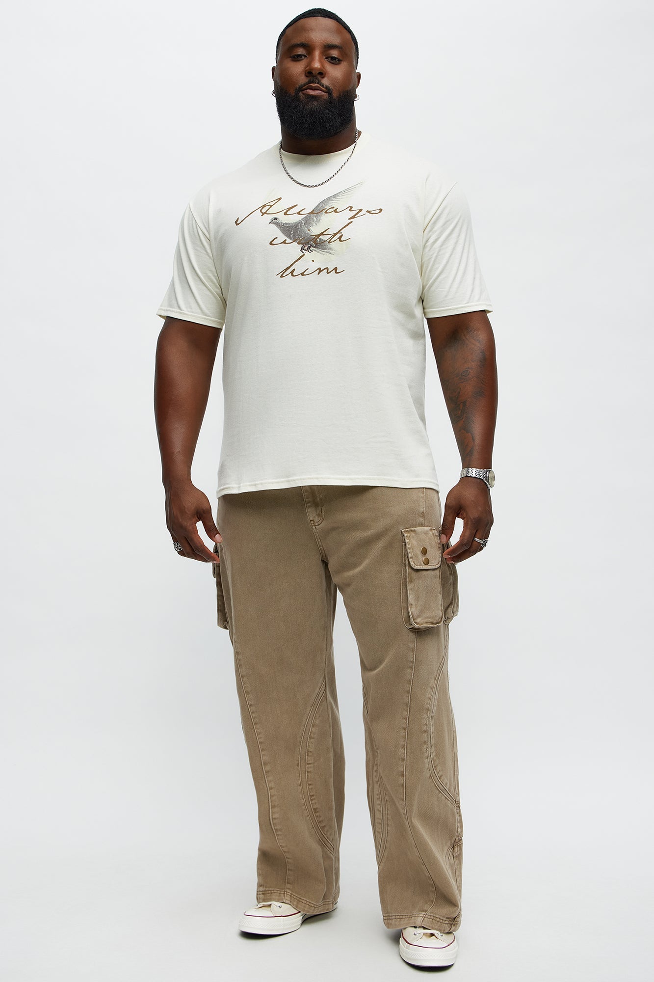 Time To Go Paneled Baggy Jeans - Brown