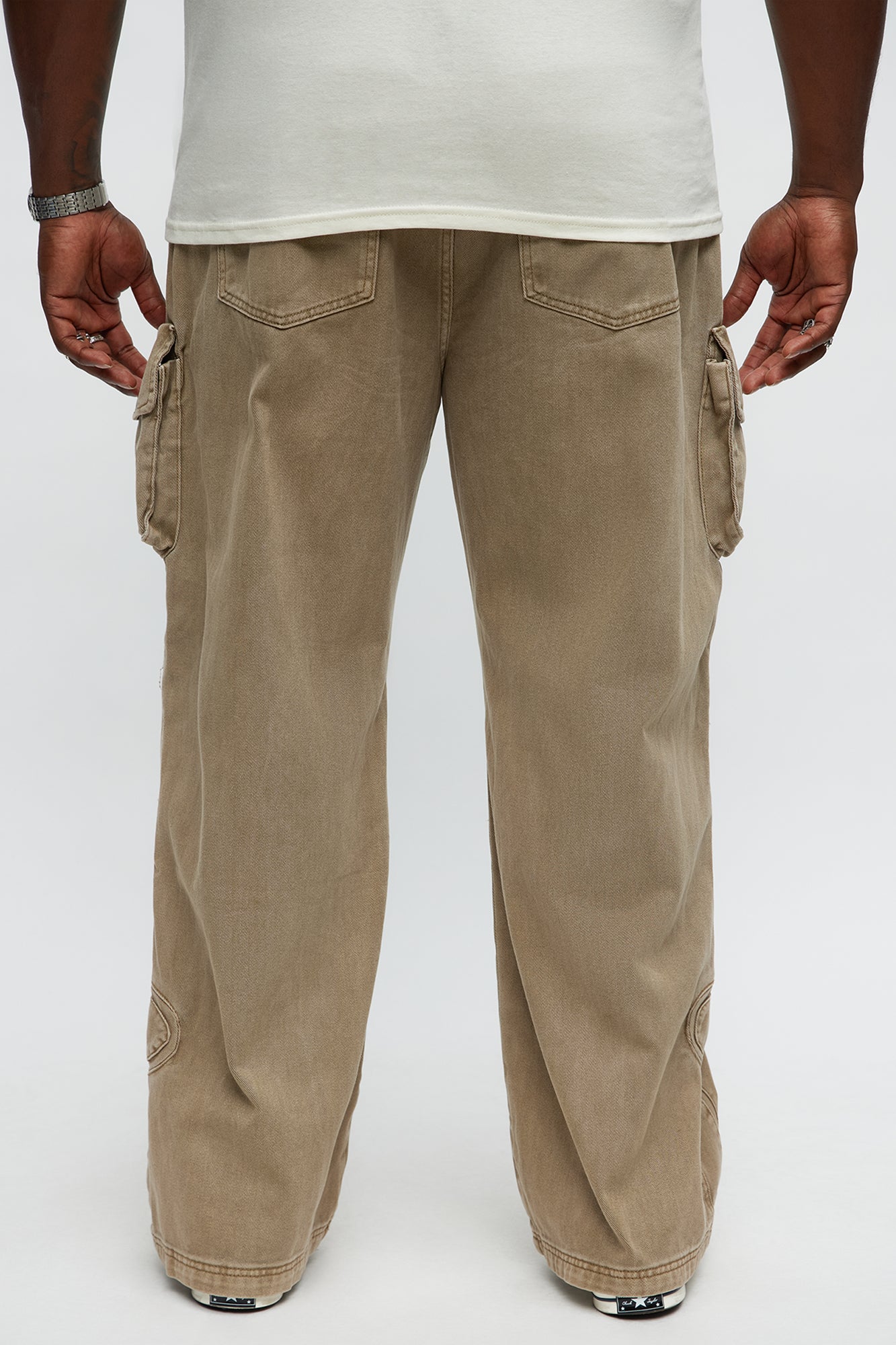 Time To Go Paneled Baggy Jeans - Brown