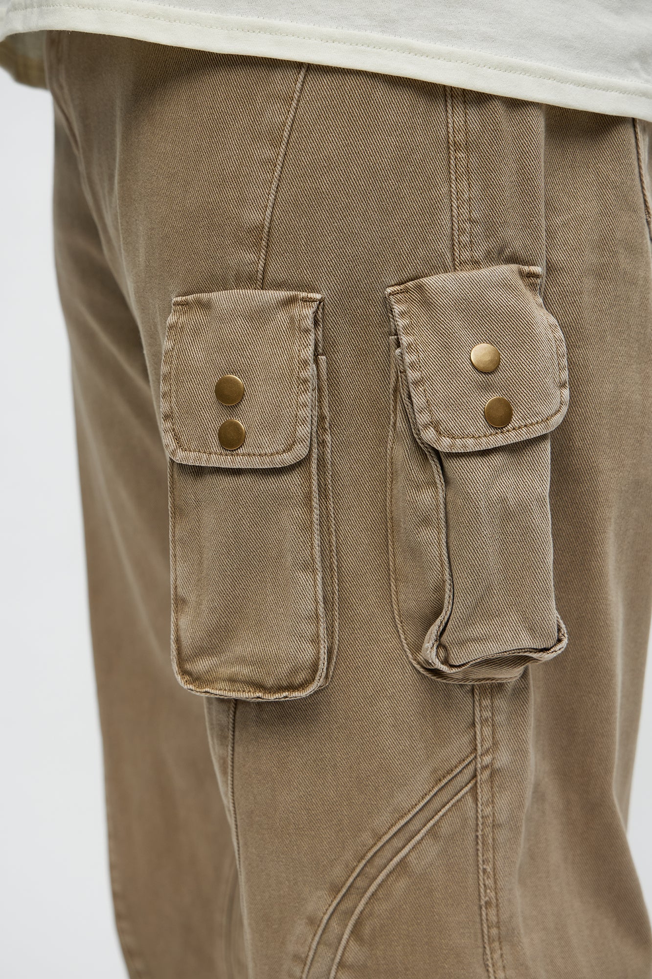 Time To Go Paneled Baggy Jeans - Brown