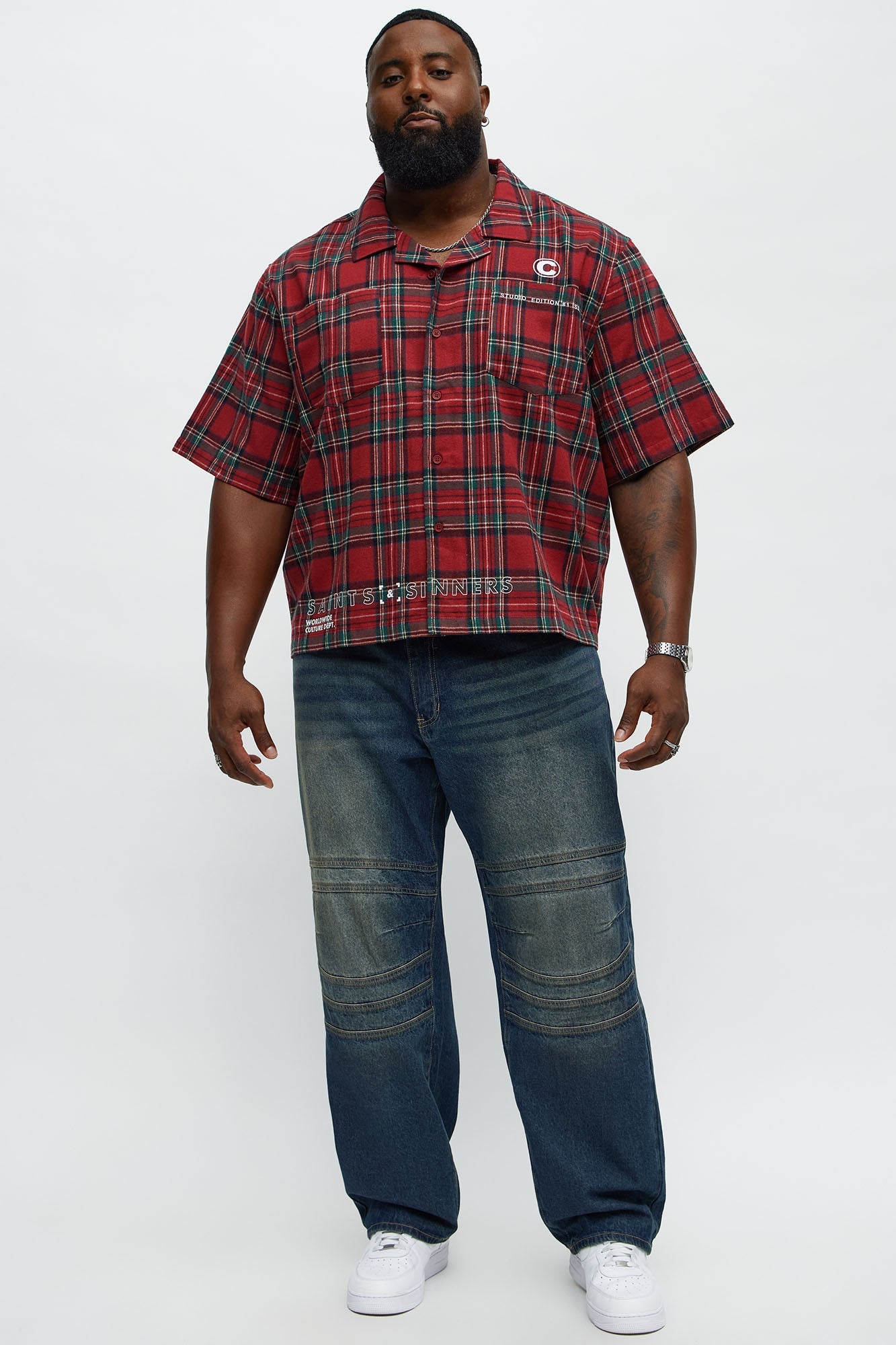 Take A W Paneled Straight Jeans - Dark Wash