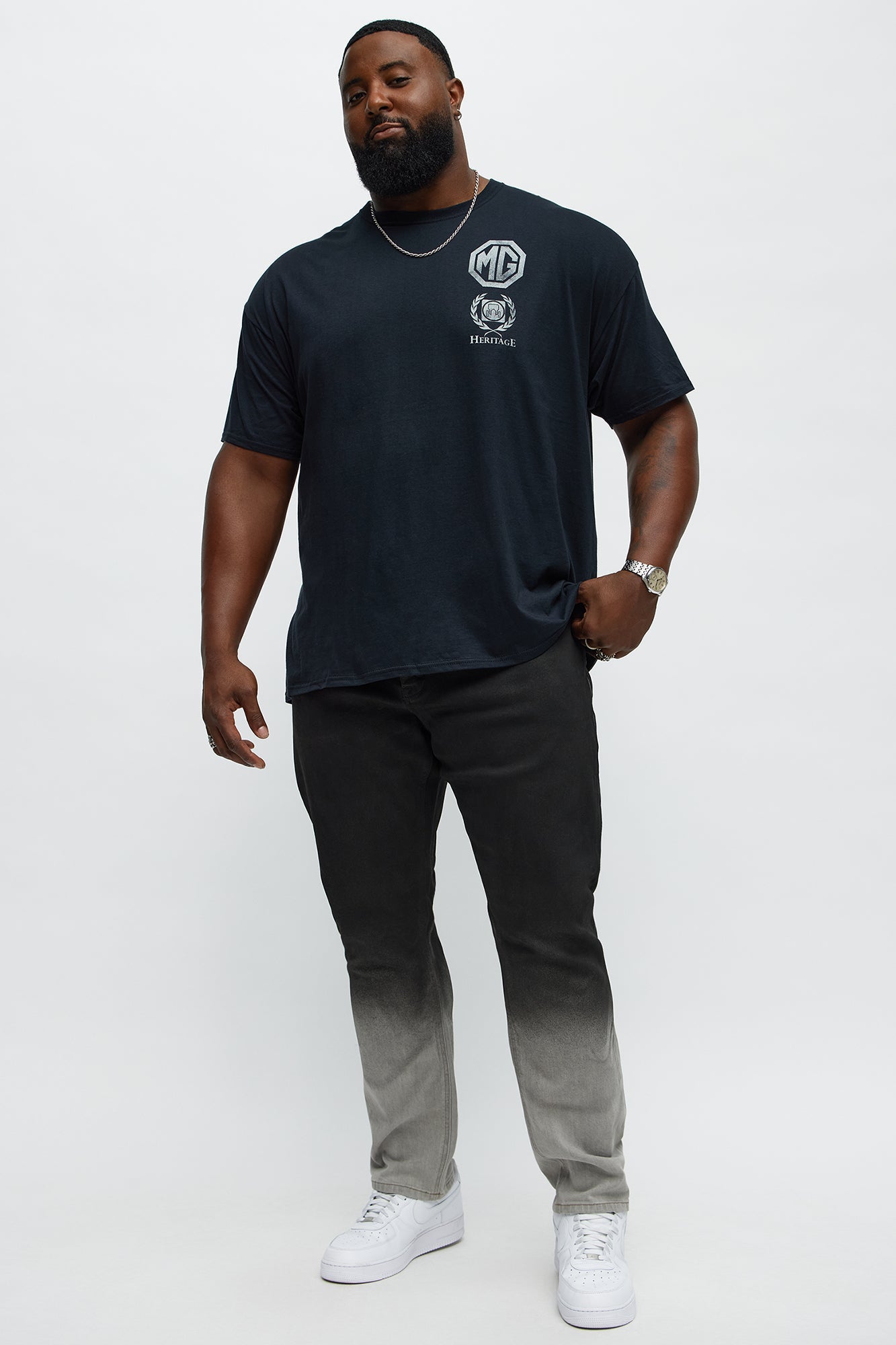 Slim Out And Dipped Jeans - Black