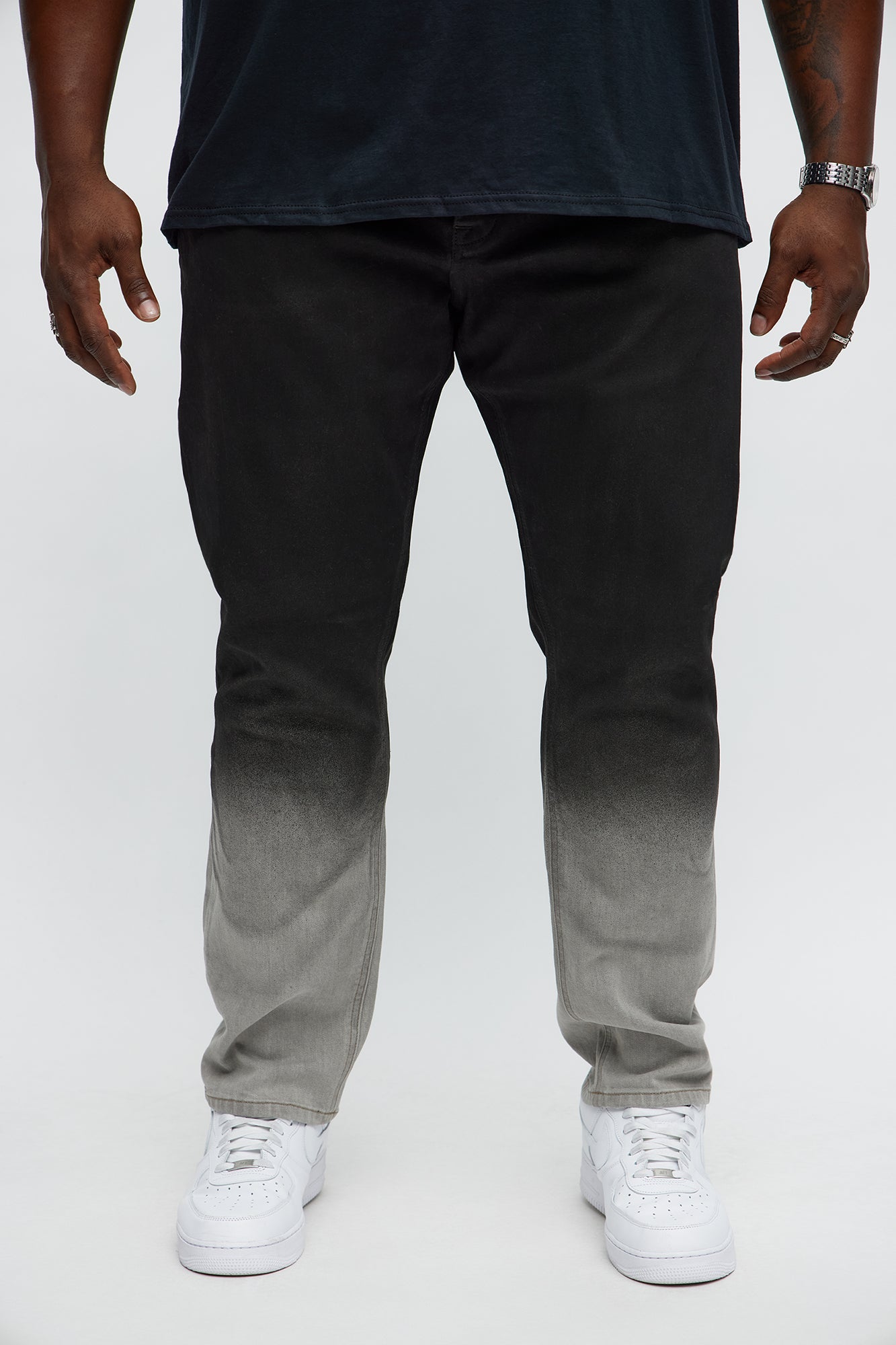 Slim Out And Dipped Jeans - Black
