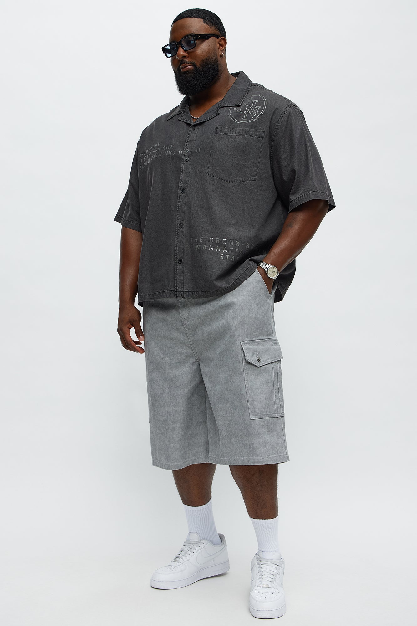 Long Cargo Relaxed Shorts - Grey