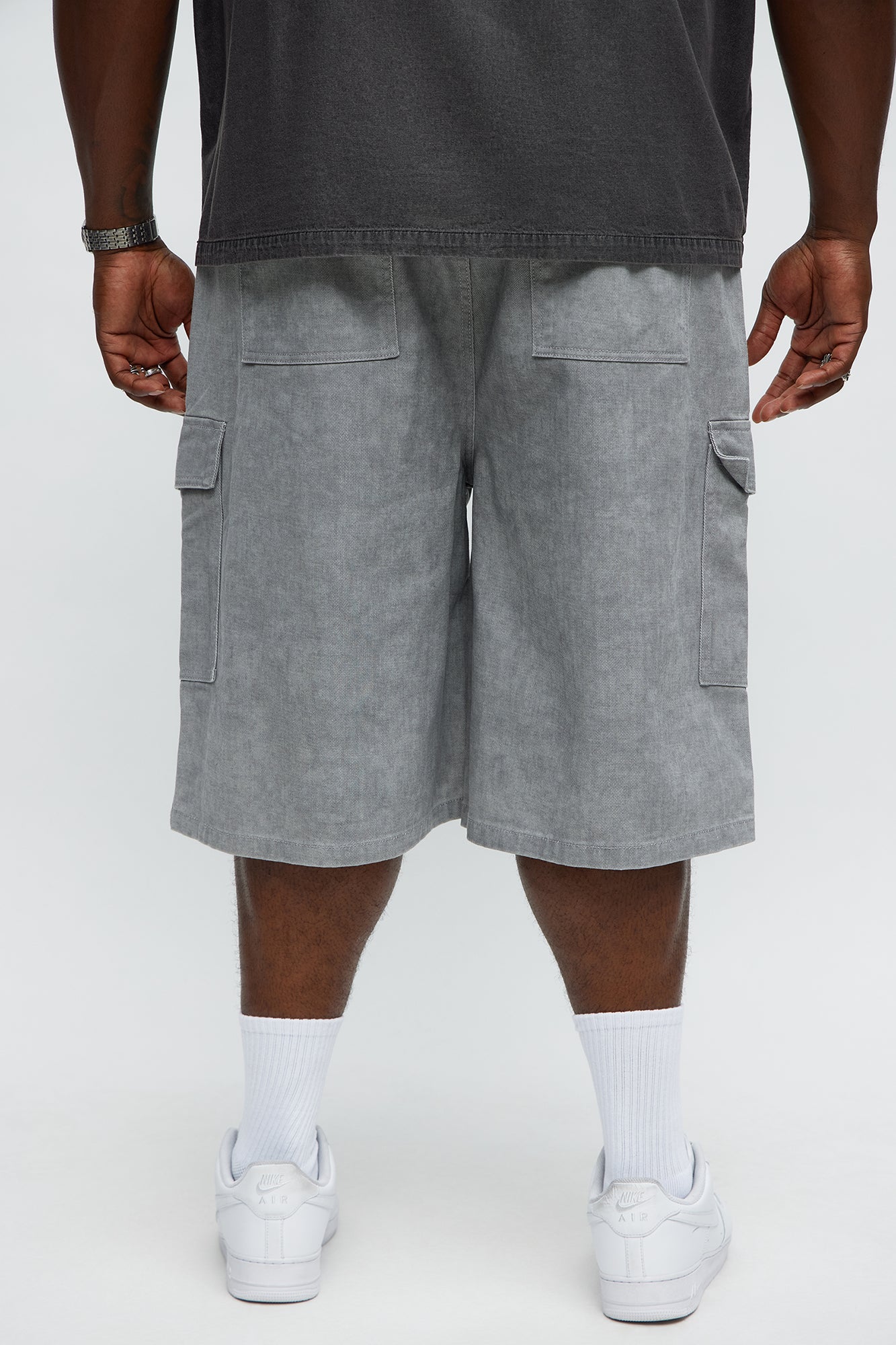 Long Cargo Relaxed Shorts - Grey