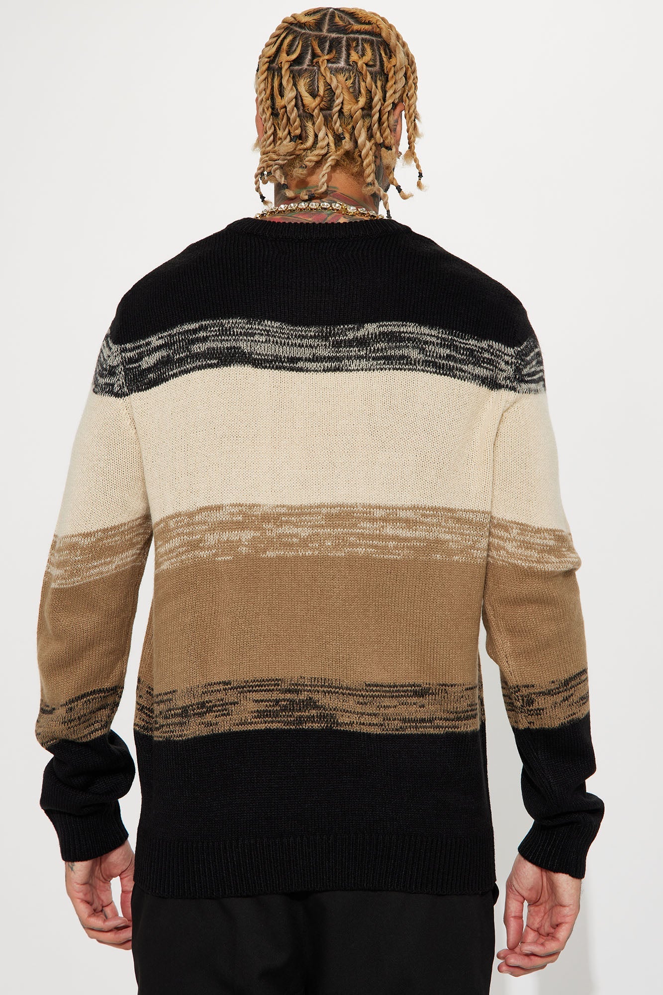Colorblock Striped Sweater - Black/combo