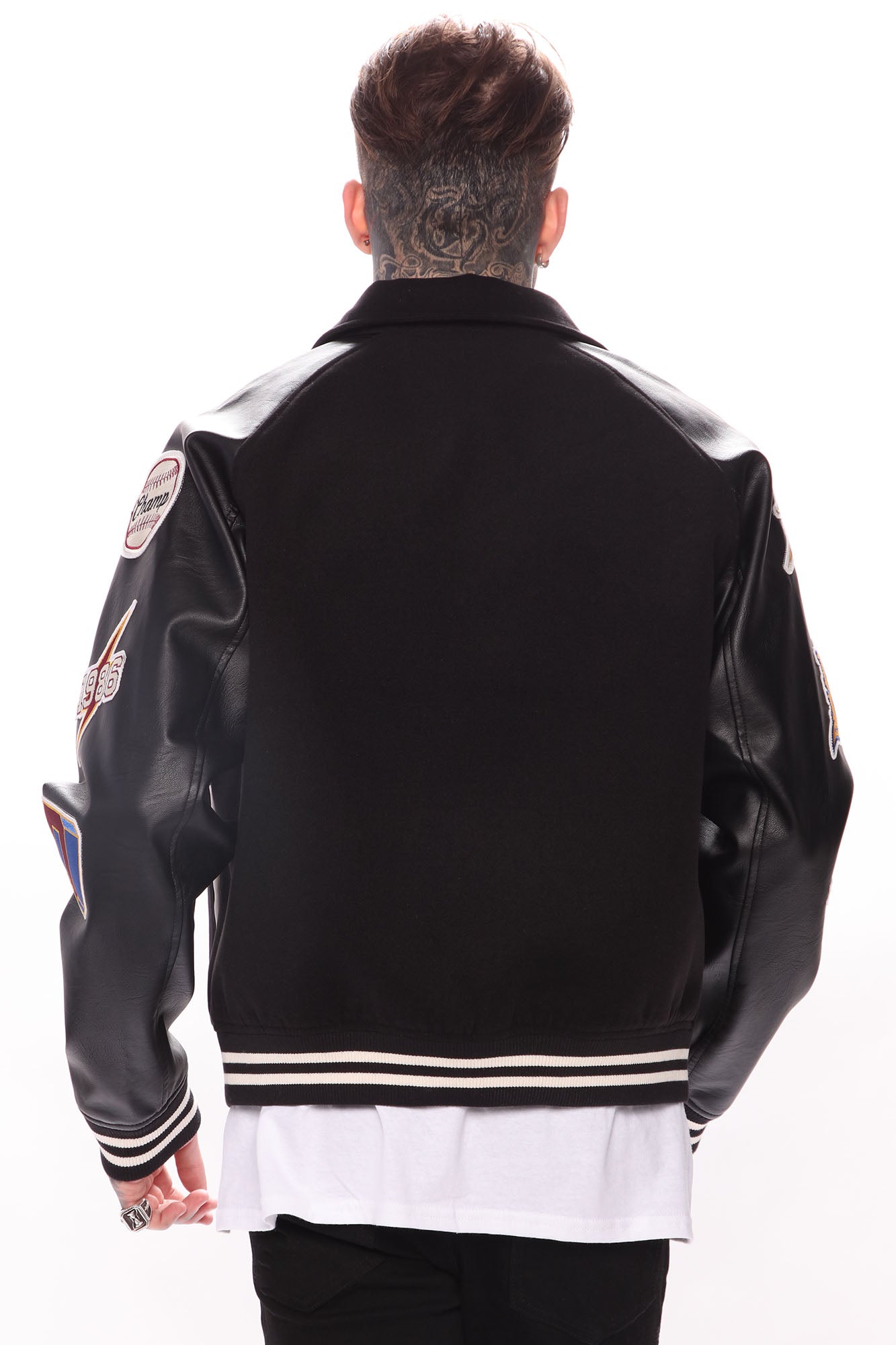 All Around The World Varsity Jacket - Black