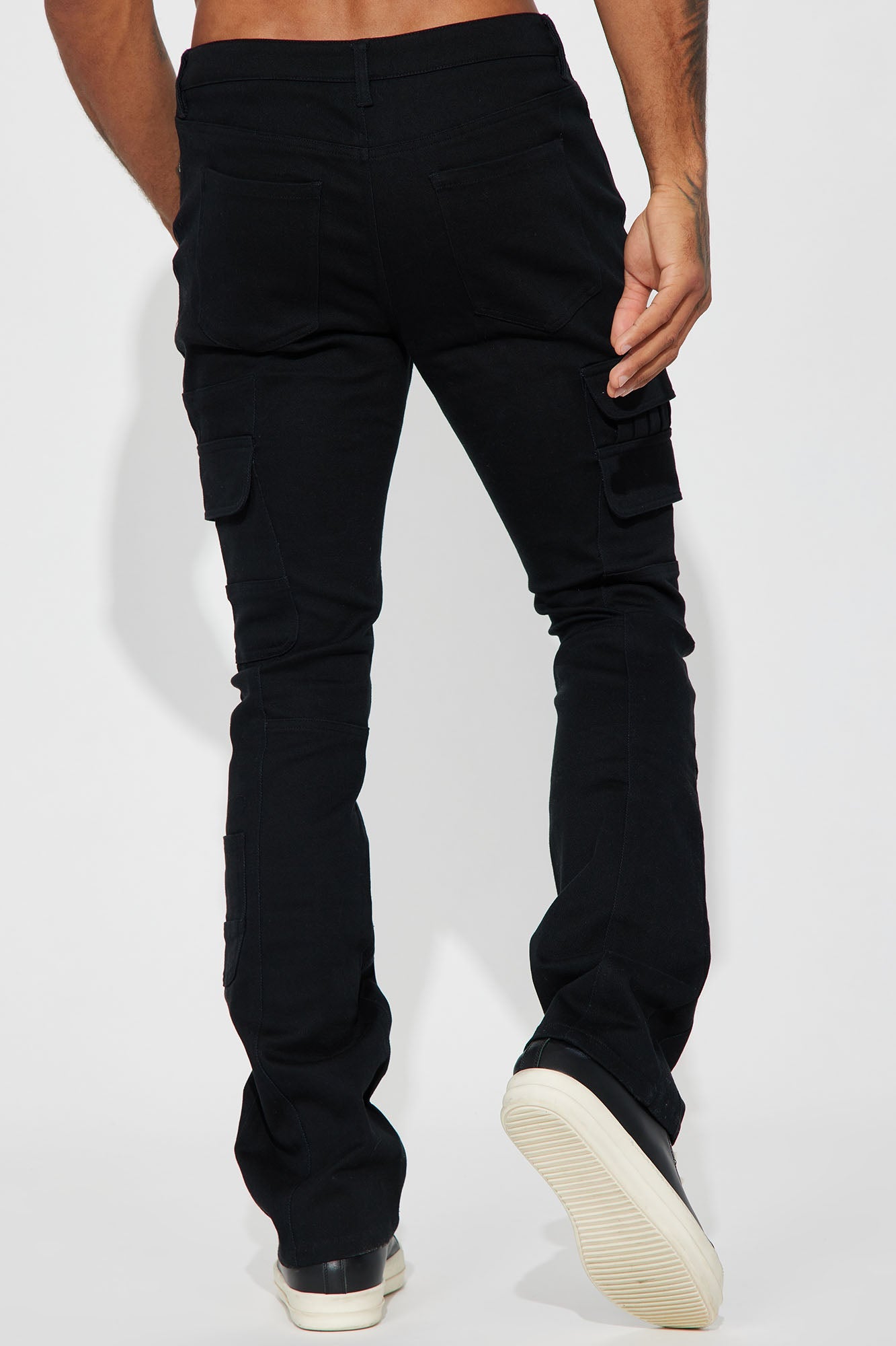 Nasty Habits Cargo Stacked Skinny Flare Pants - Black