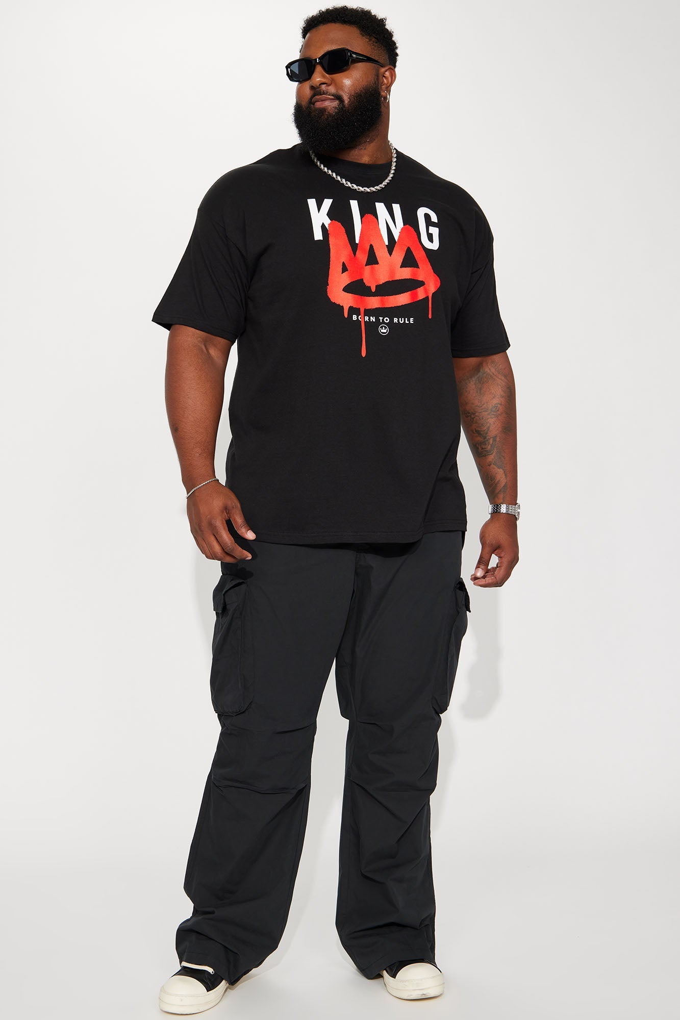 Slim Flare Cargo Parachute Pants - Black