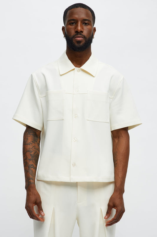 Cropped Ronan Weekender Button Up Shirt - Cream