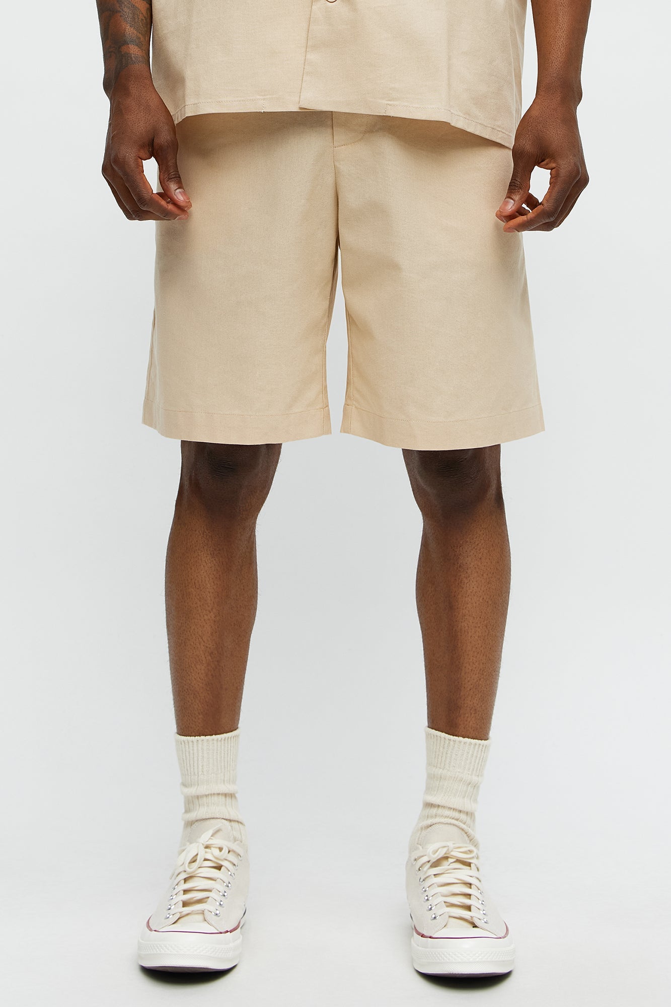 Chai Linen Like Relaxed Shorts - Oatmeal