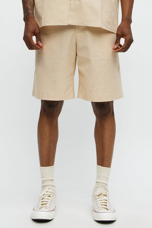 Chai Linen Like Relaxed Shorts - Oatmeal