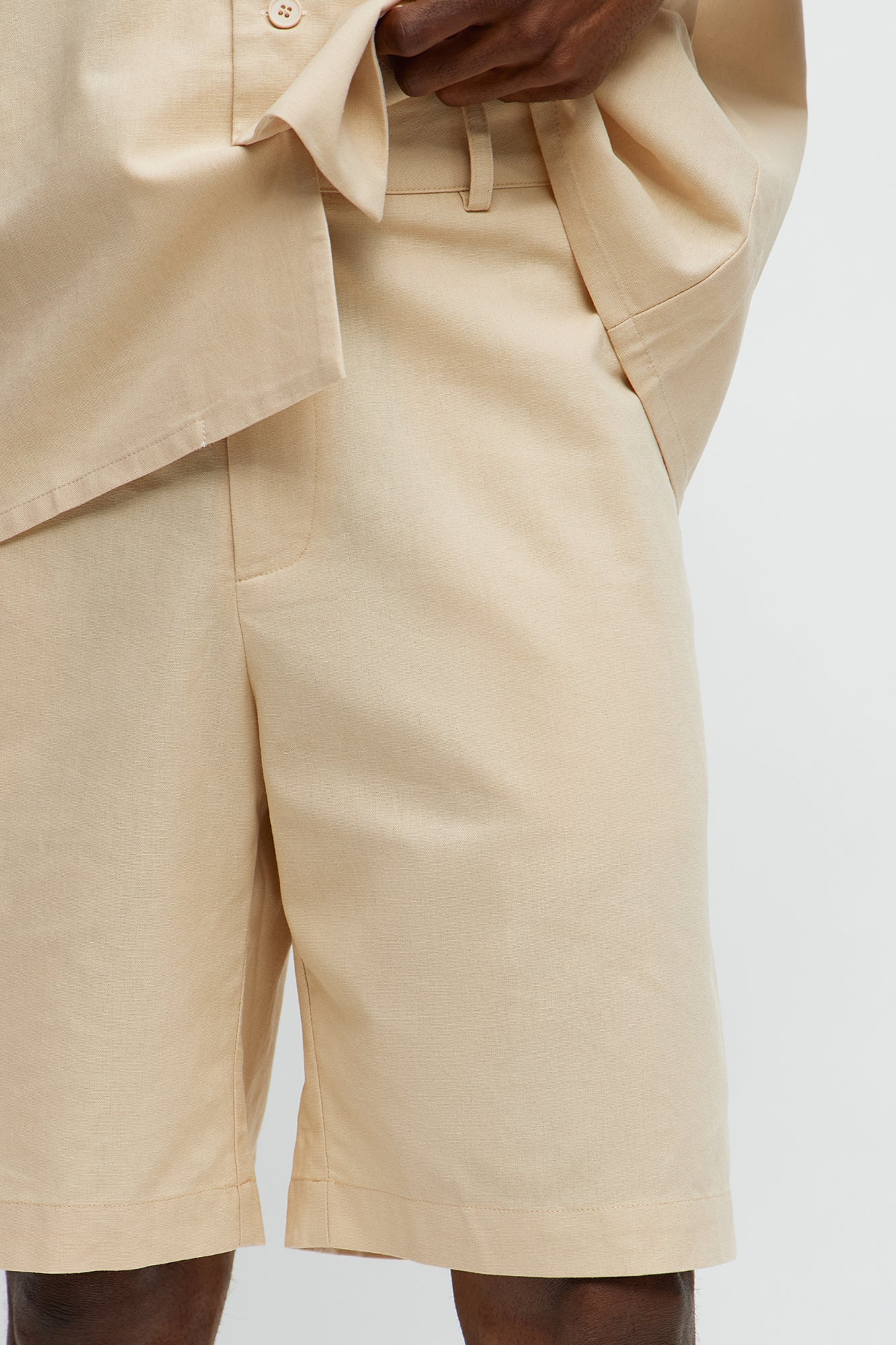 Chai Linen Like Relaxed Shorts - Oatmeal