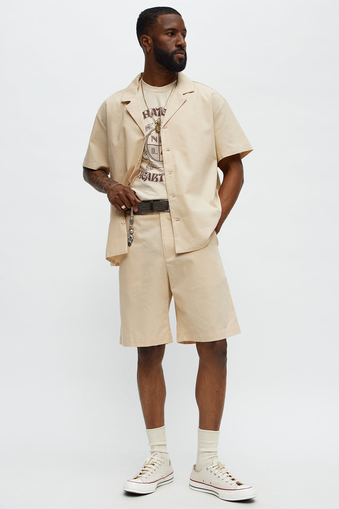 Chai Linen Like Relaxed Shorts - Oatmeal