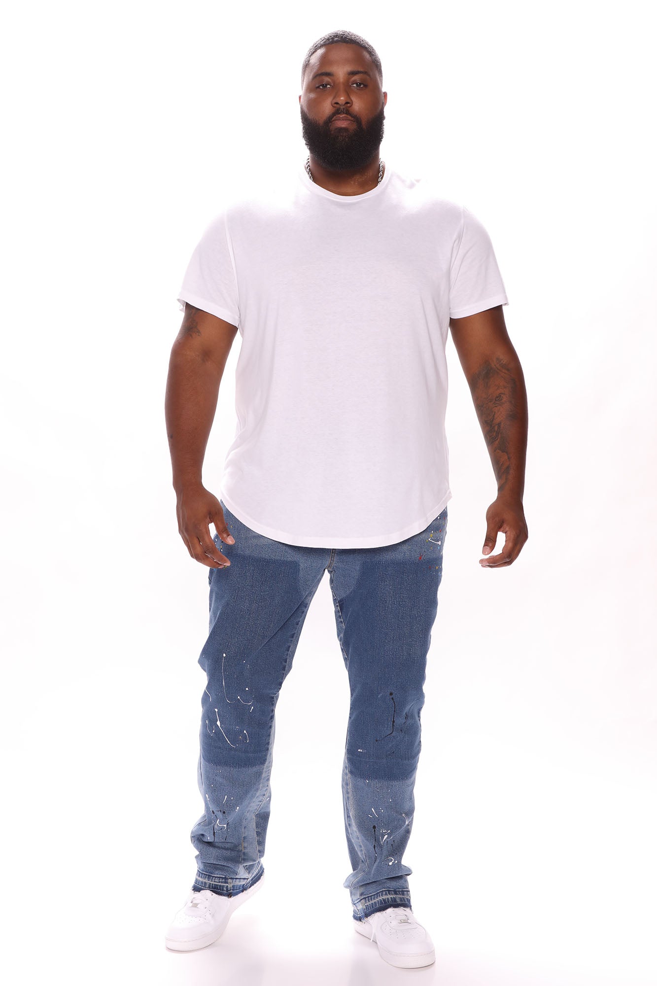 Essential Short Sleeve Scallop Crew Tee - White