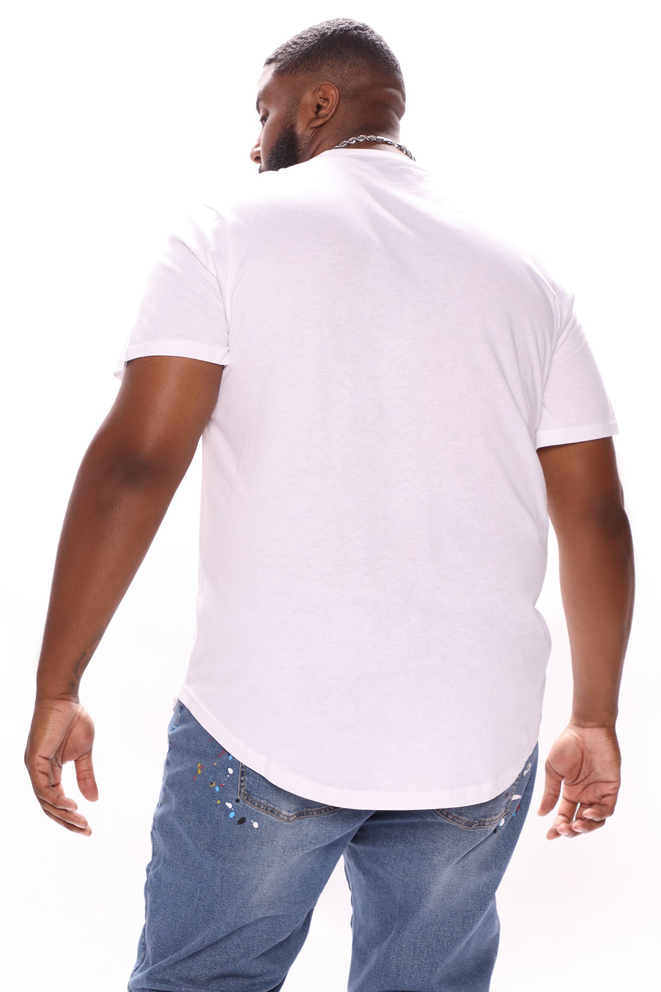 Essential Short Sleeve Scallop Crew Tee - White