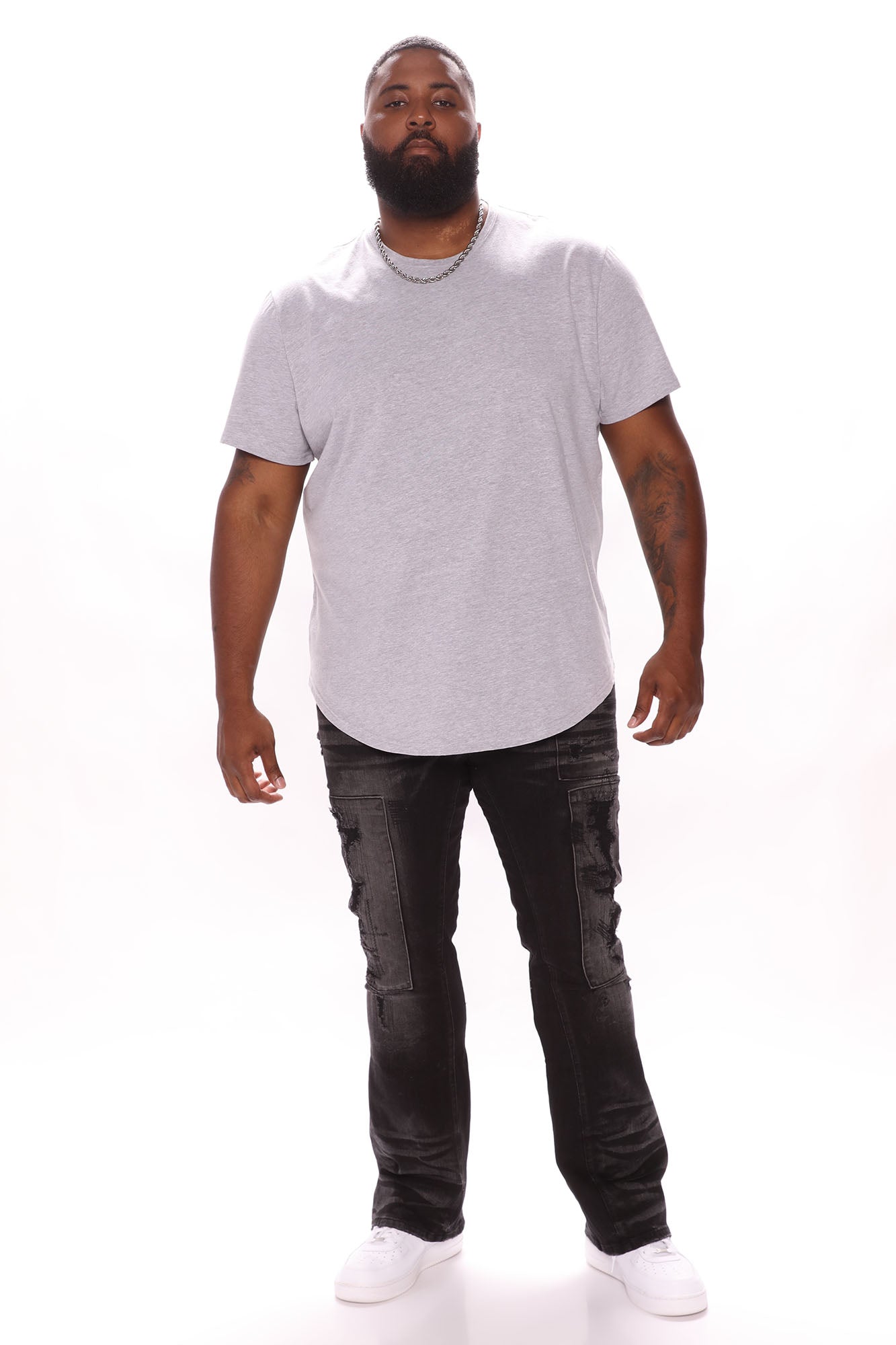 Essential Short Sleeve Scallop Crew Tee - HeatherGrey