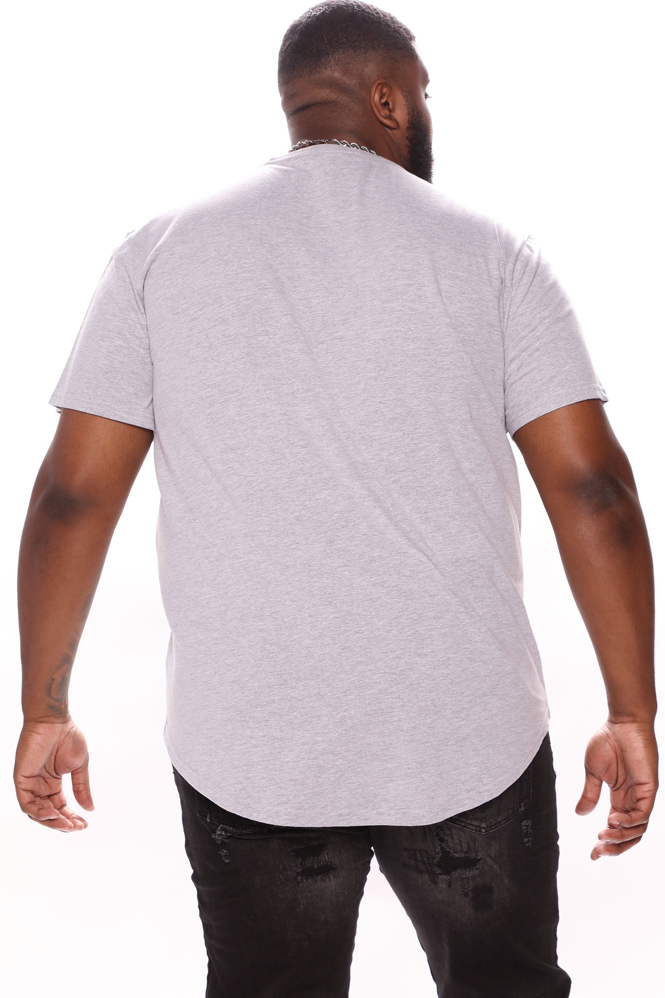 Essential Short Sleeve Scallop Crew Tee - HeatherGrey