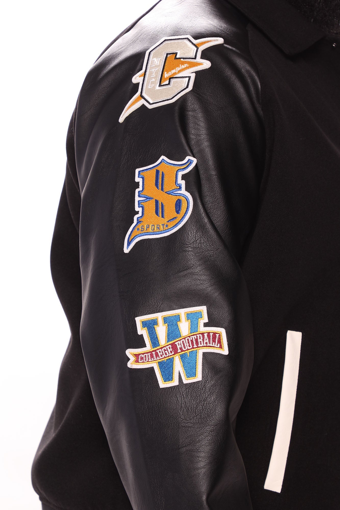 All Around The World Varsity Jacket - Black