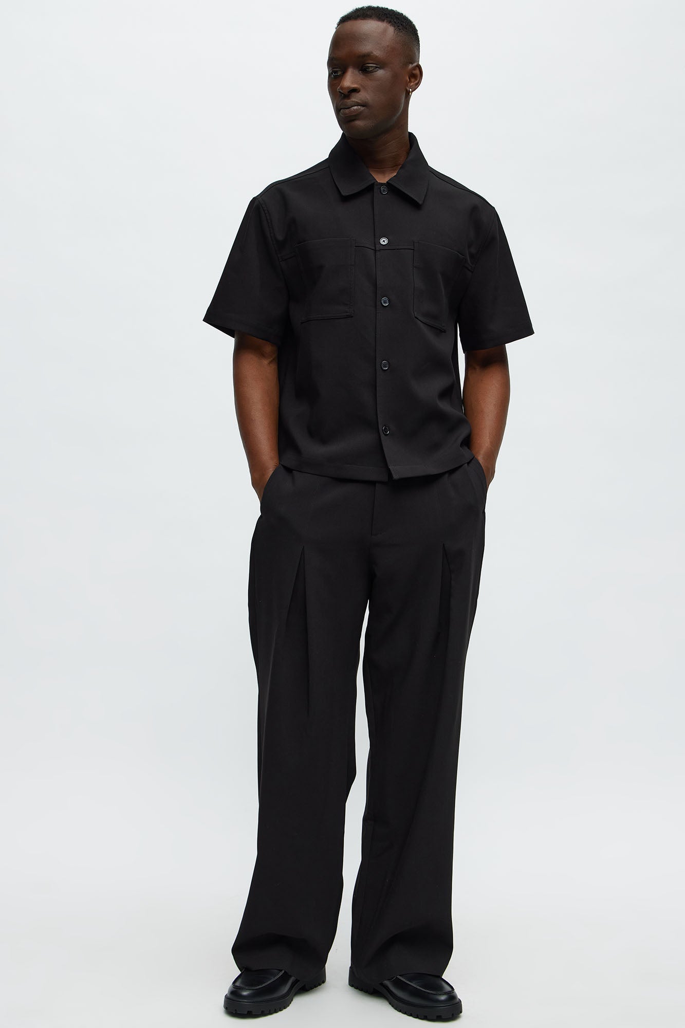 Ronan High Waisted Pleated Trousers - Black