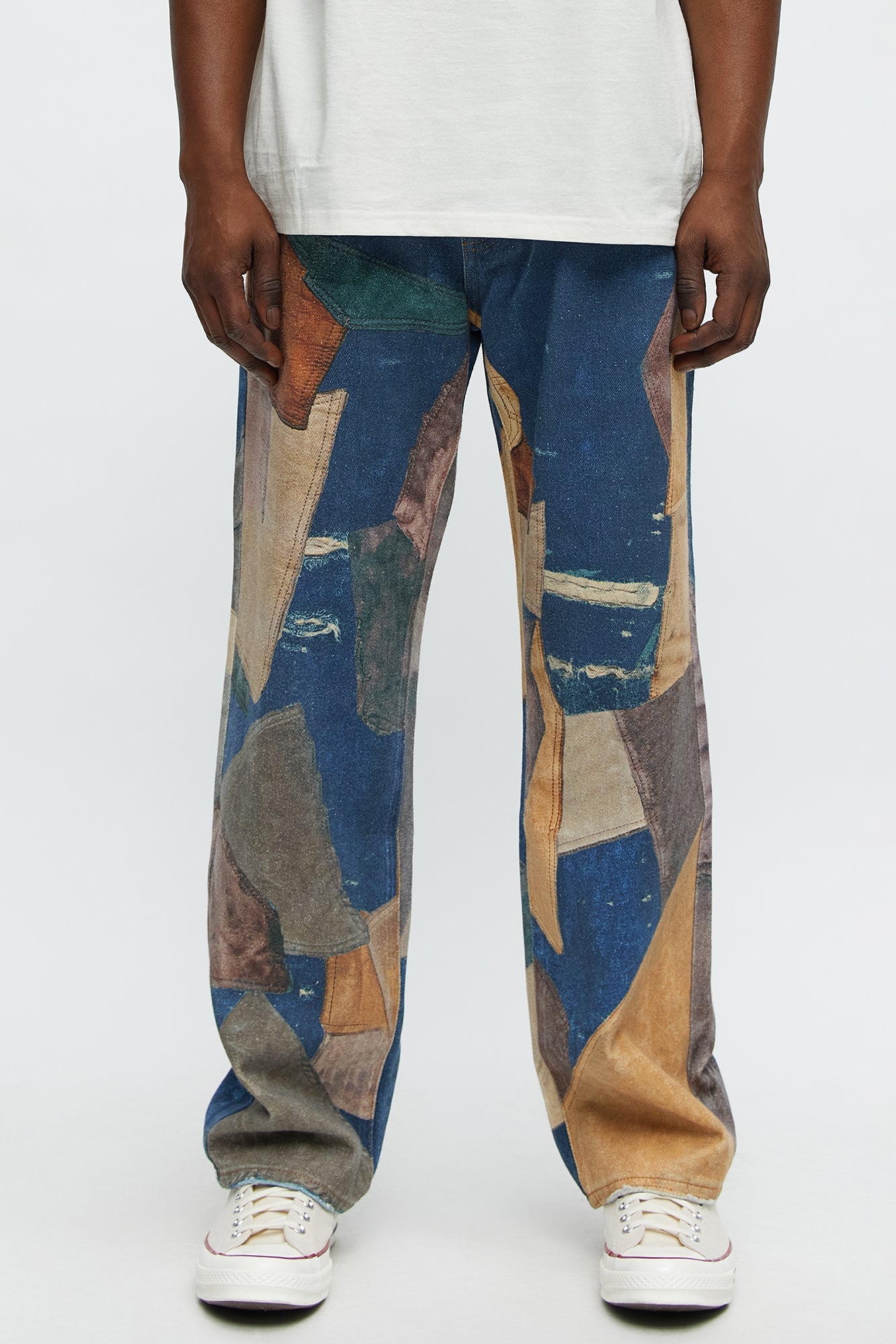 Straight Western Patched Printed Jeans - Dark Wash