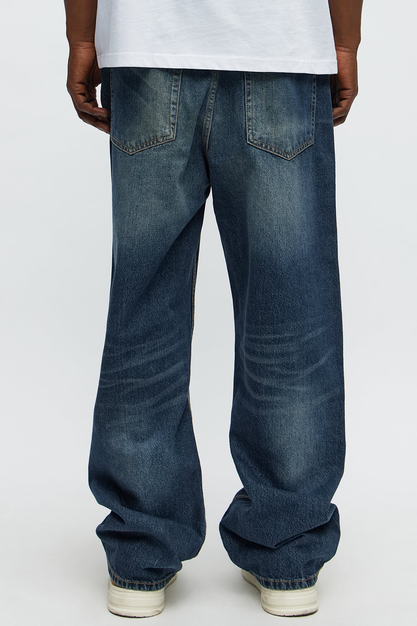 Keeping Tabs Distressed Baggy Jeans - Dark Wash