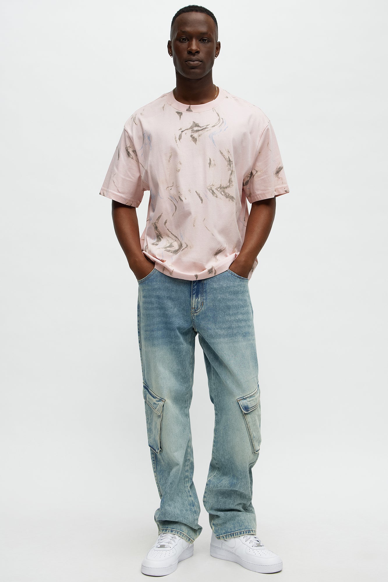 Marble Print Relaxed Tee - Pink