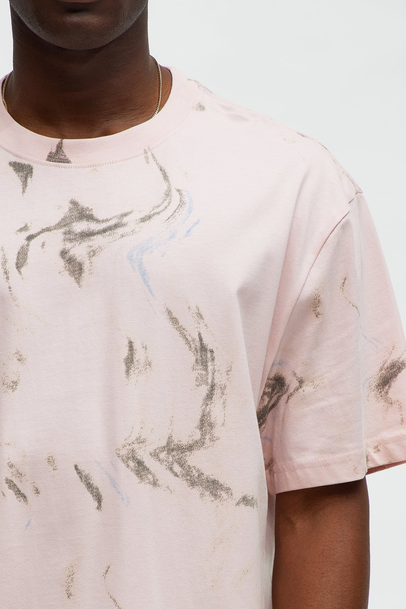 Marble Print Relaxed Tee - Pink