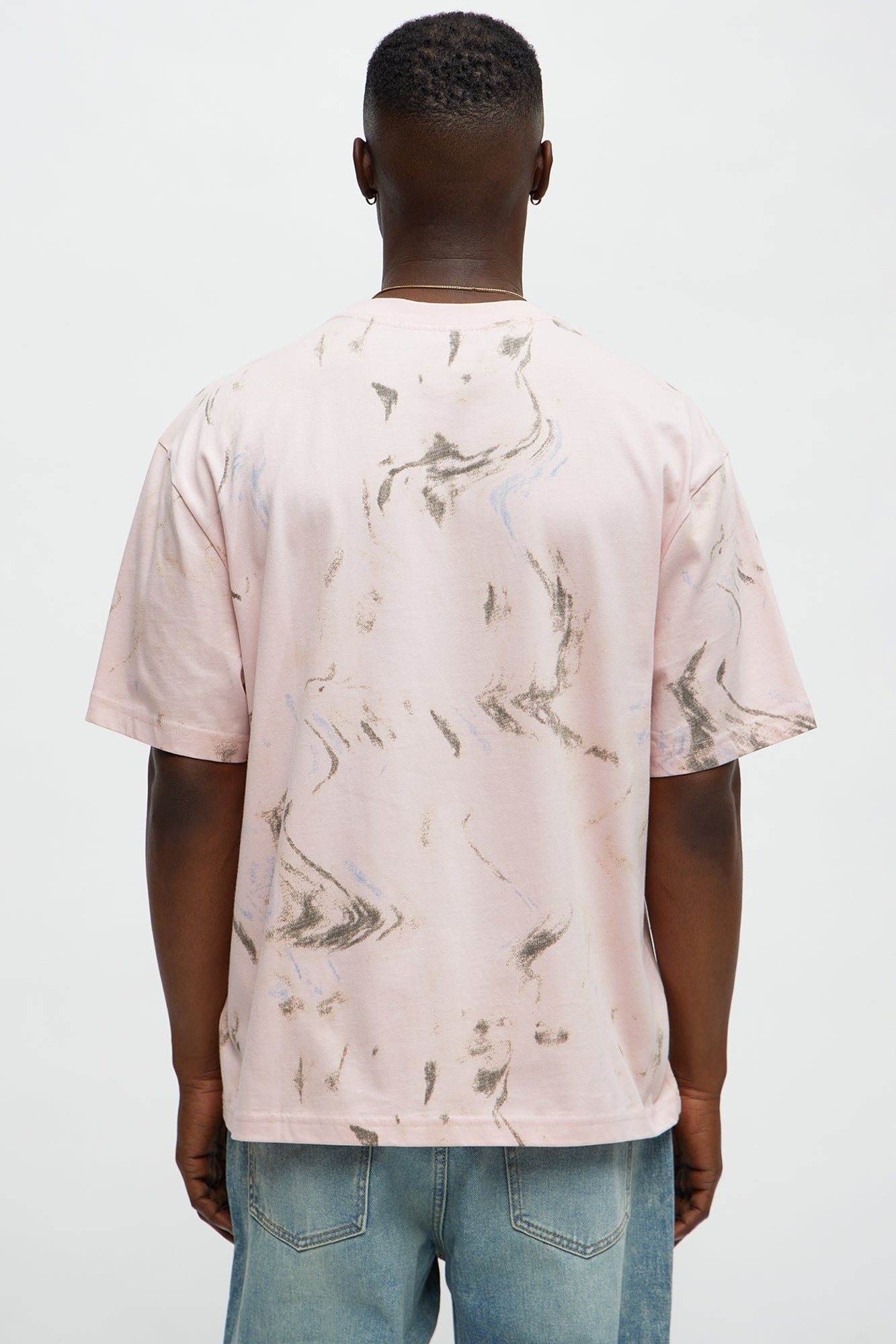 Marble Print Relaxed Tee - Pink