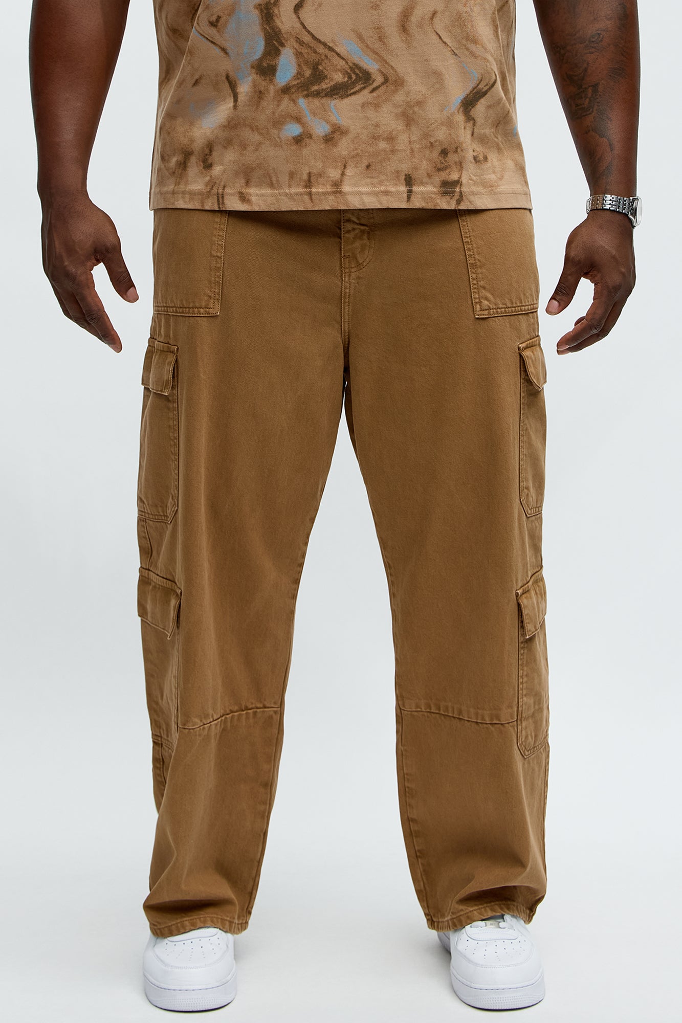 Build Up Baggy Cargo Jeans - Brown