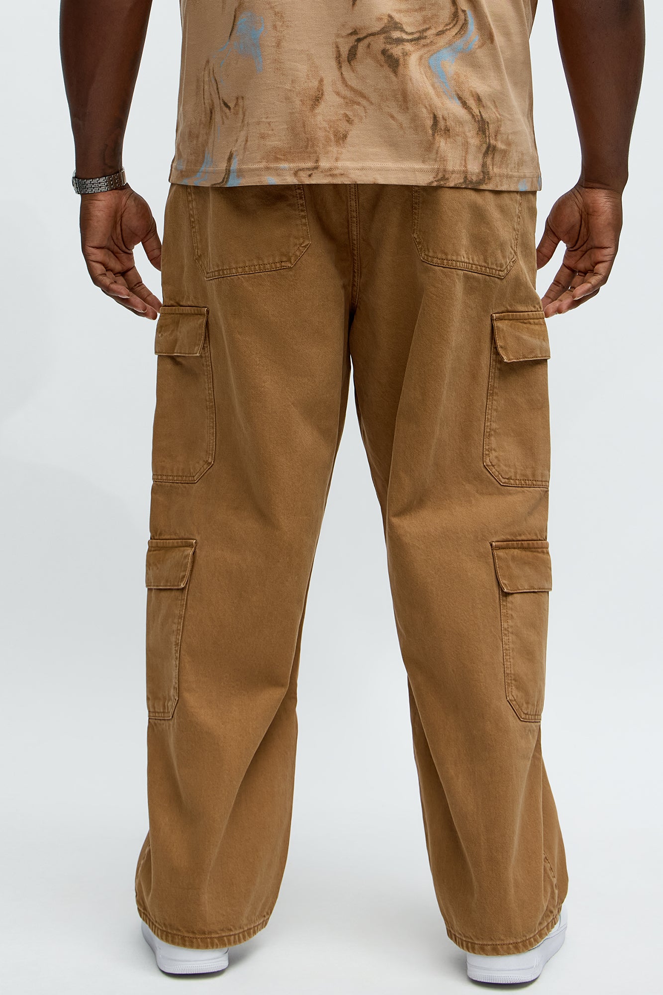 Build Up Baggy Cargo Jeans - Brown