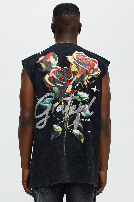 Fearless And Grateful Muscle Tee - Black