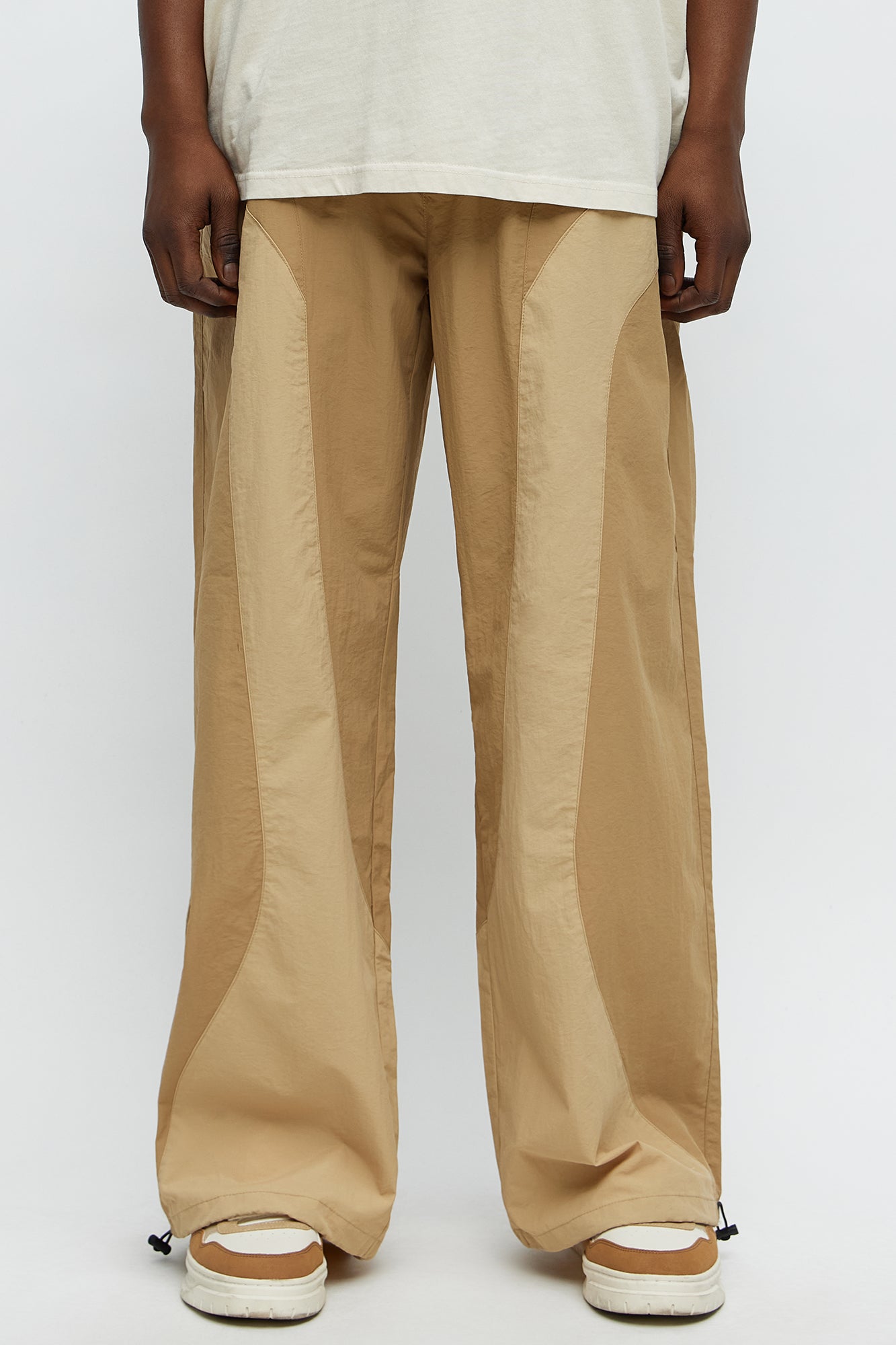 Split It Straight Utility Nylon Pants - Taupe/combo