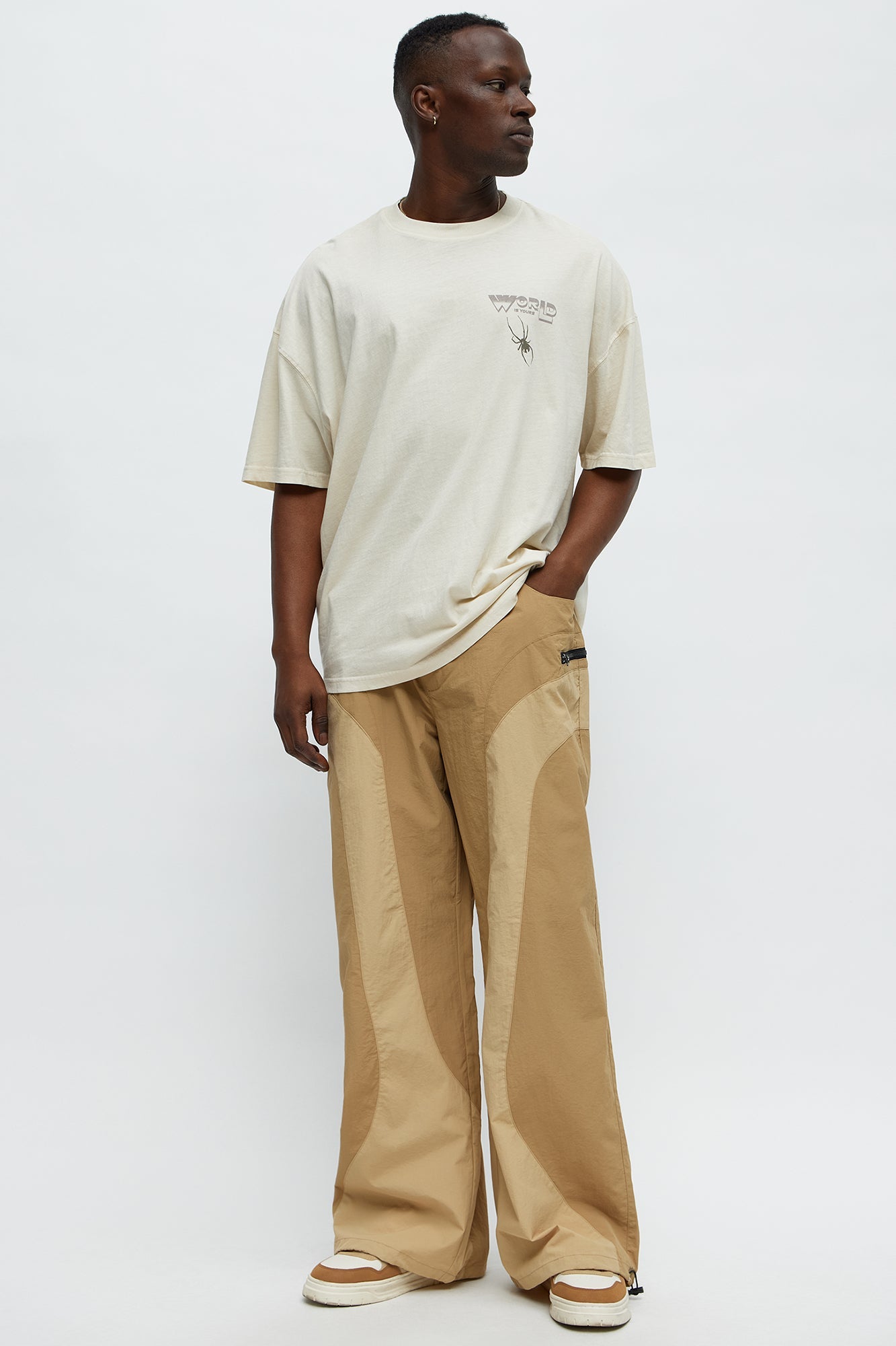 Split It Straight Utility Nylon Pants - Taupe/combo