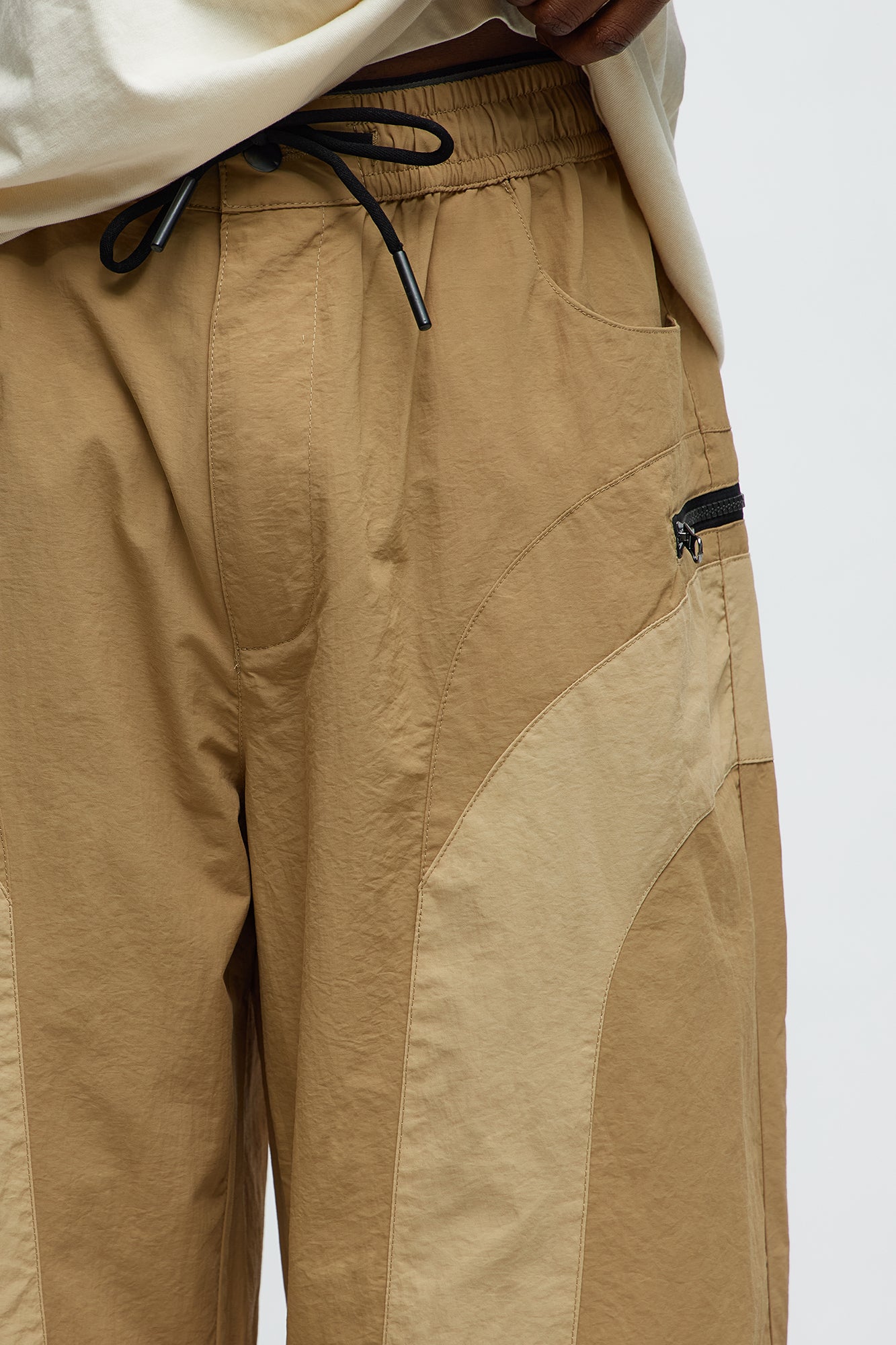 Split It Straight Utility Nylon Pants - Taupe/combo