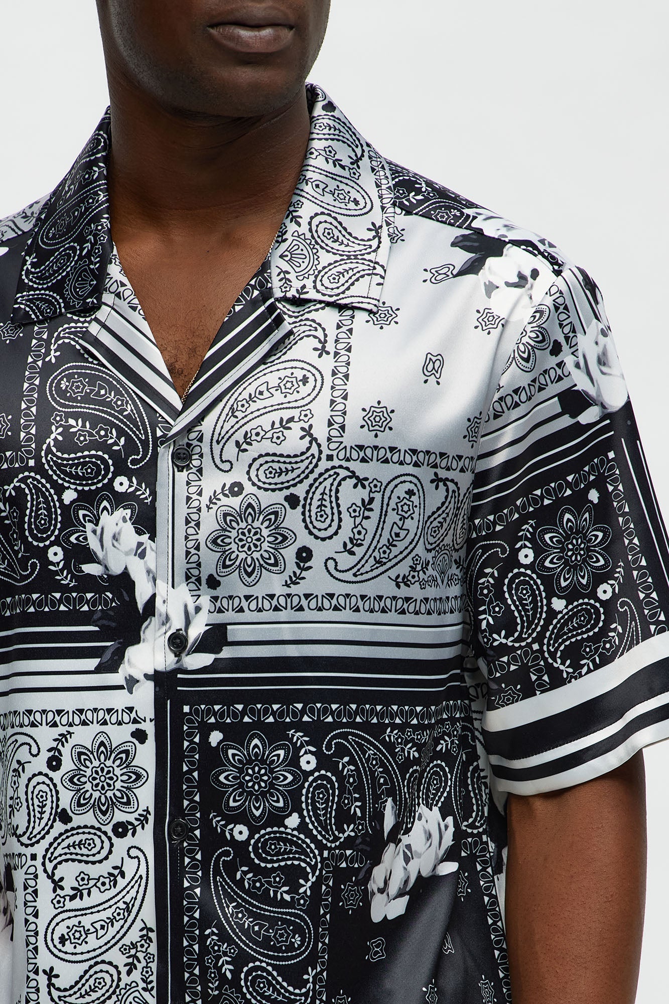 Cuban Collar Paisley Drift Short Sleeve Shirt - Black/combo