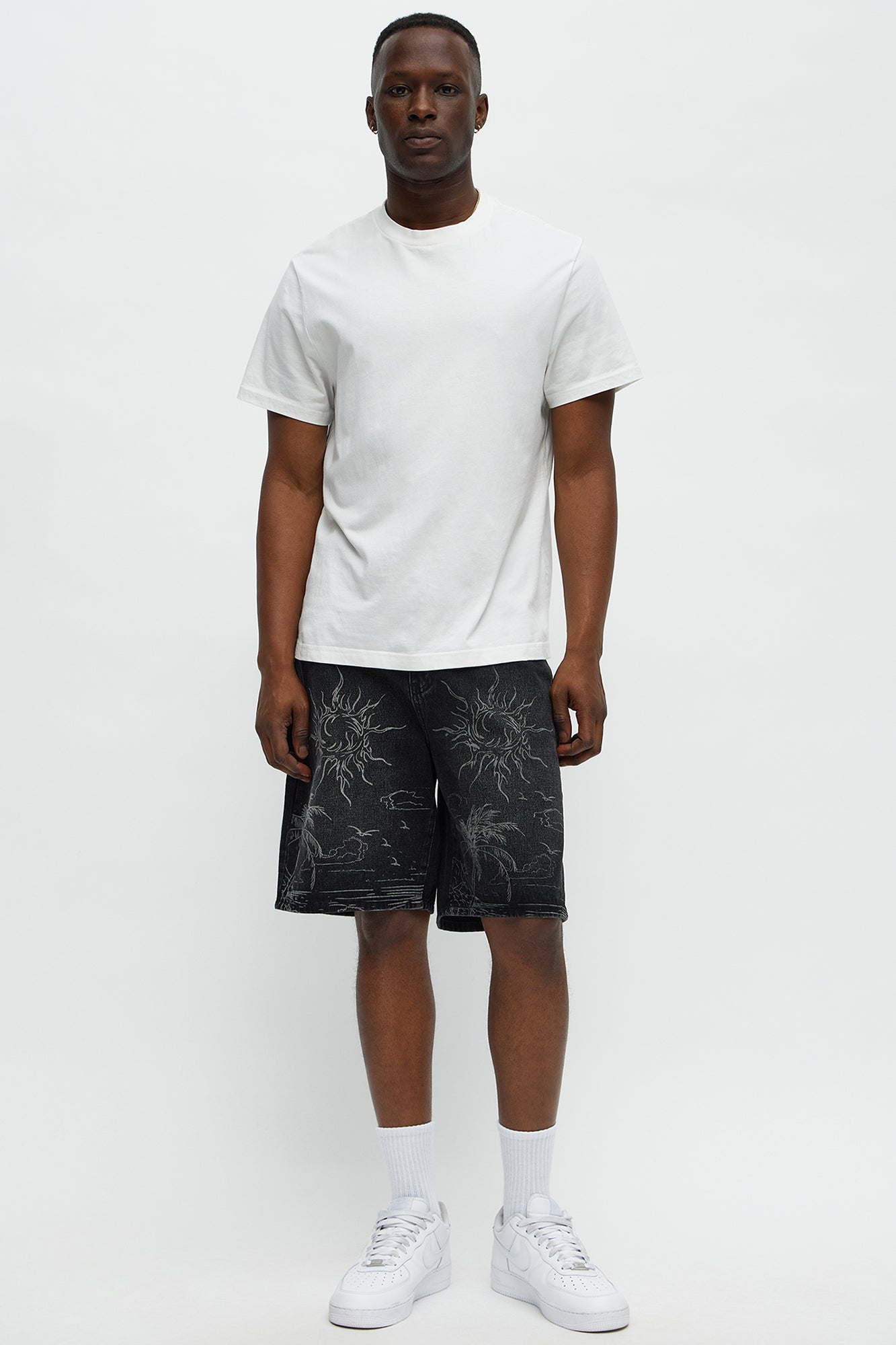 Relaxed You Know The Vibes Be Chill Denim Shorts - Black Wash