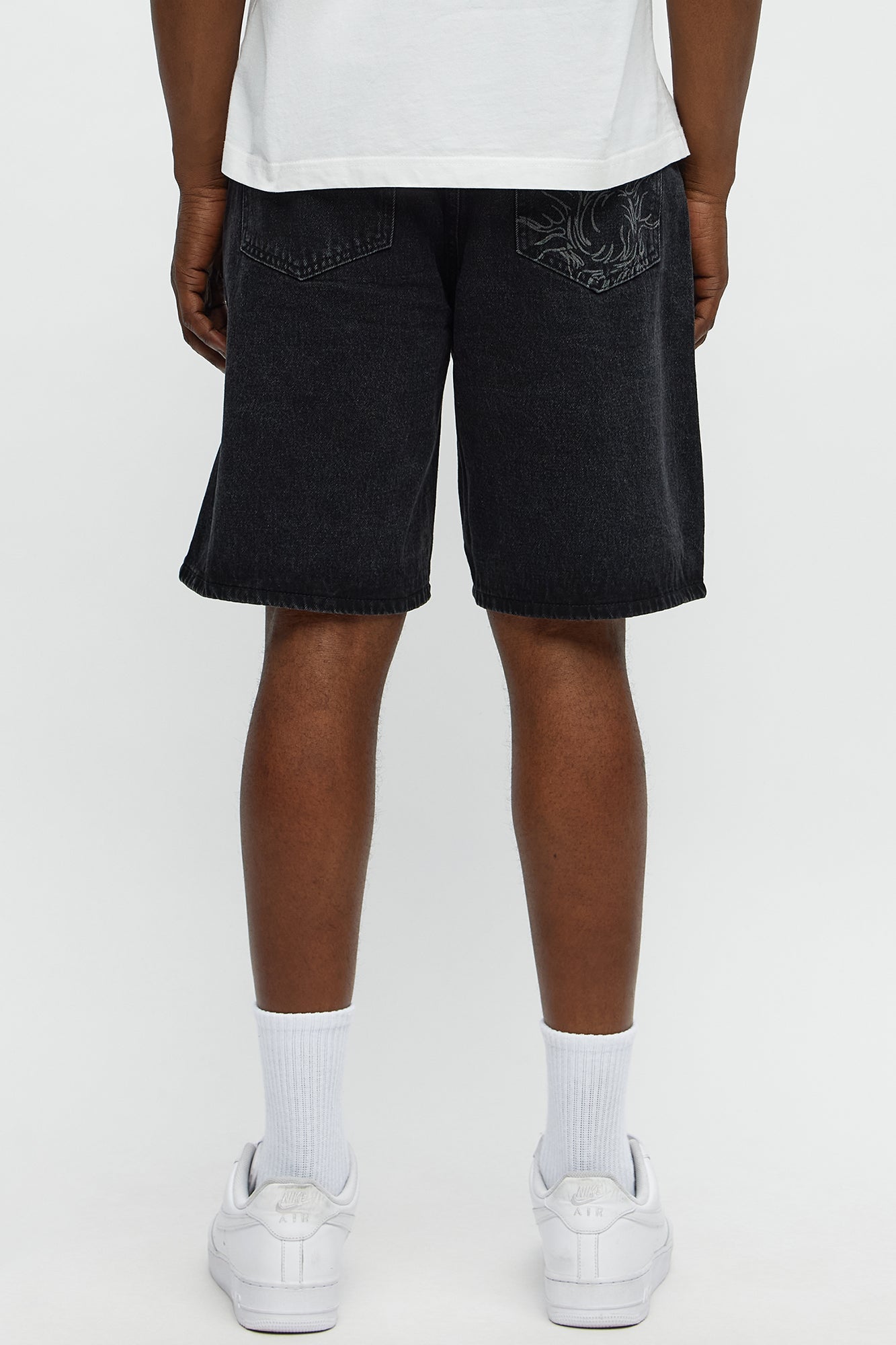Relaxed You Know The Vibes Be Chill Denim Shorts - Black Wash